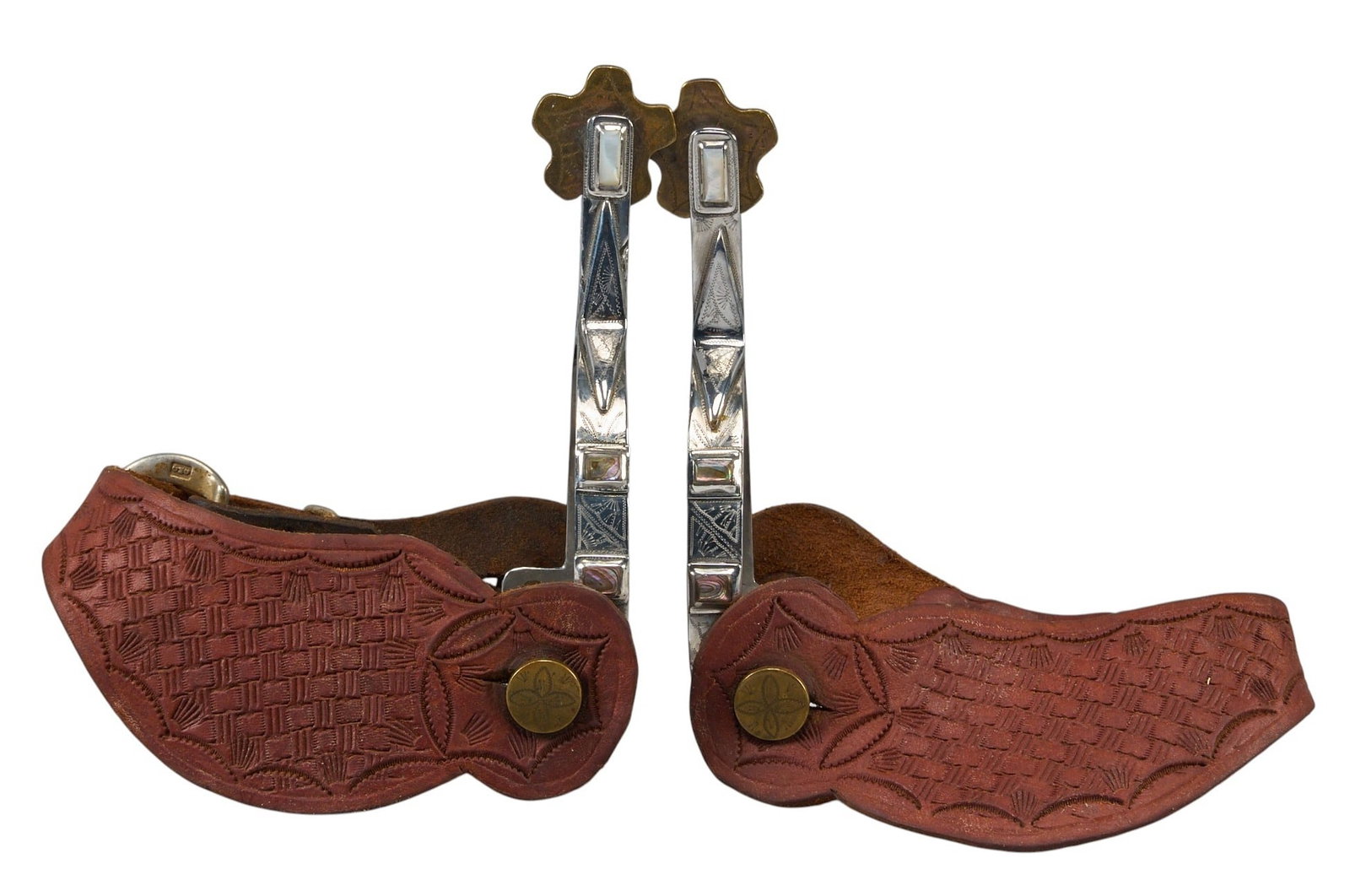 Pair of Huntsville Prison Mother of Pearl Mounted Spurs (1 of 8)