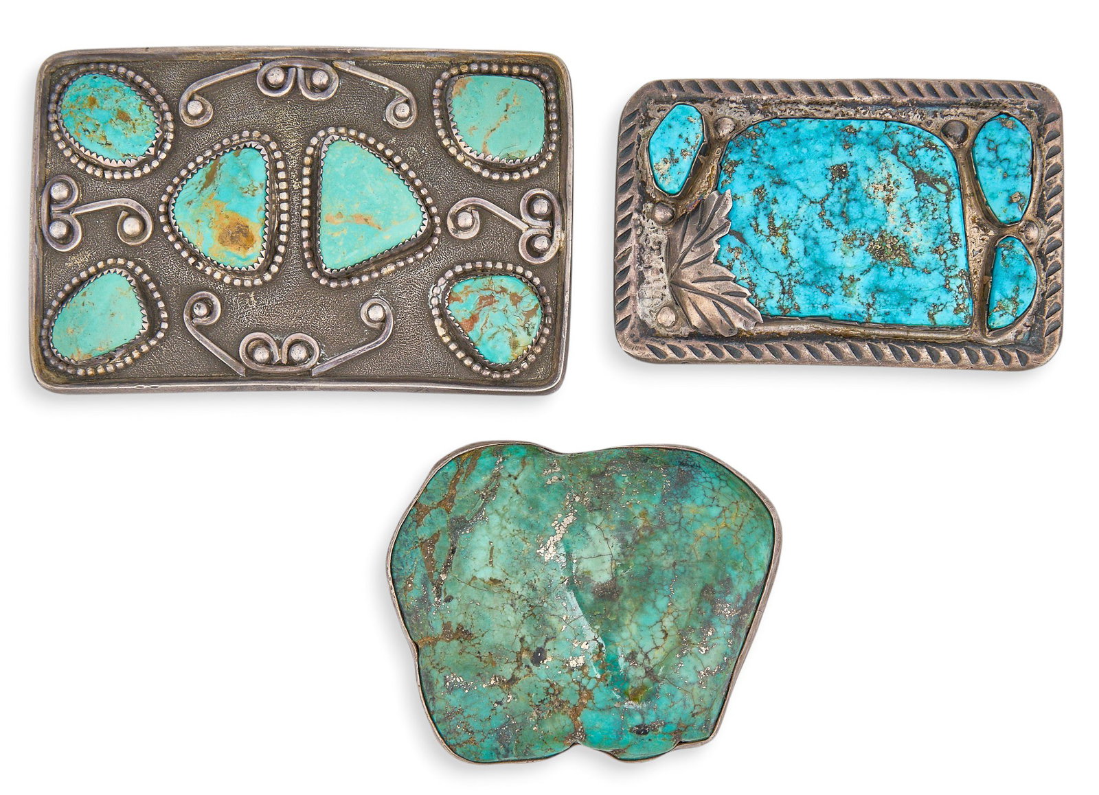 (3) Sterling & Turquoise Buckles (1 of 3)