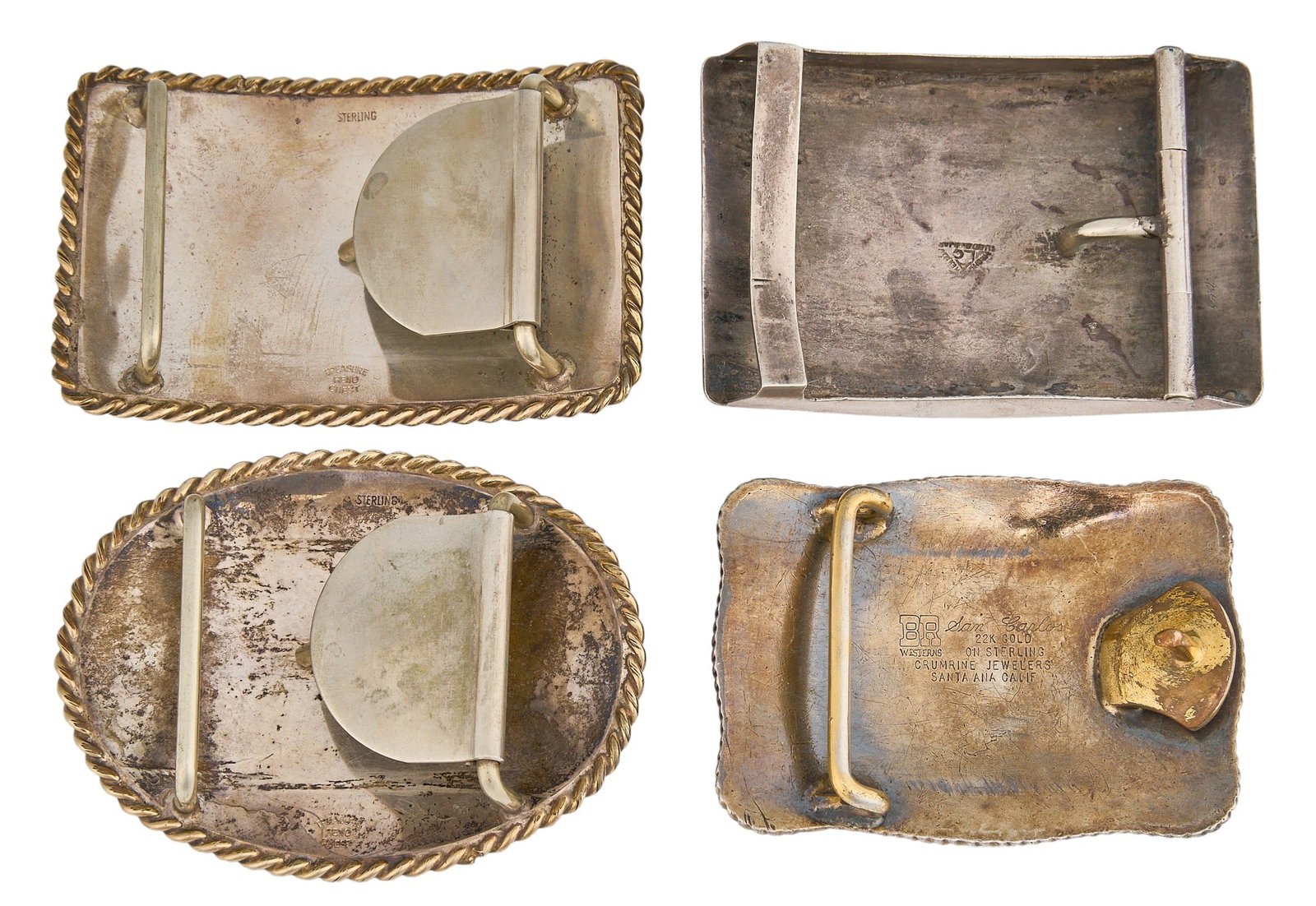 (4) Western Sterling Silver Buckles - 2