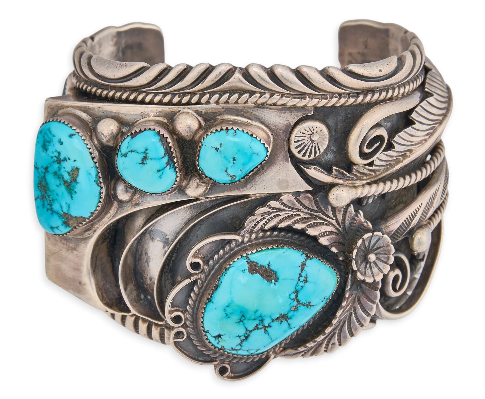 Substantial Sterling & Turquoise Cuff (1 of 5)