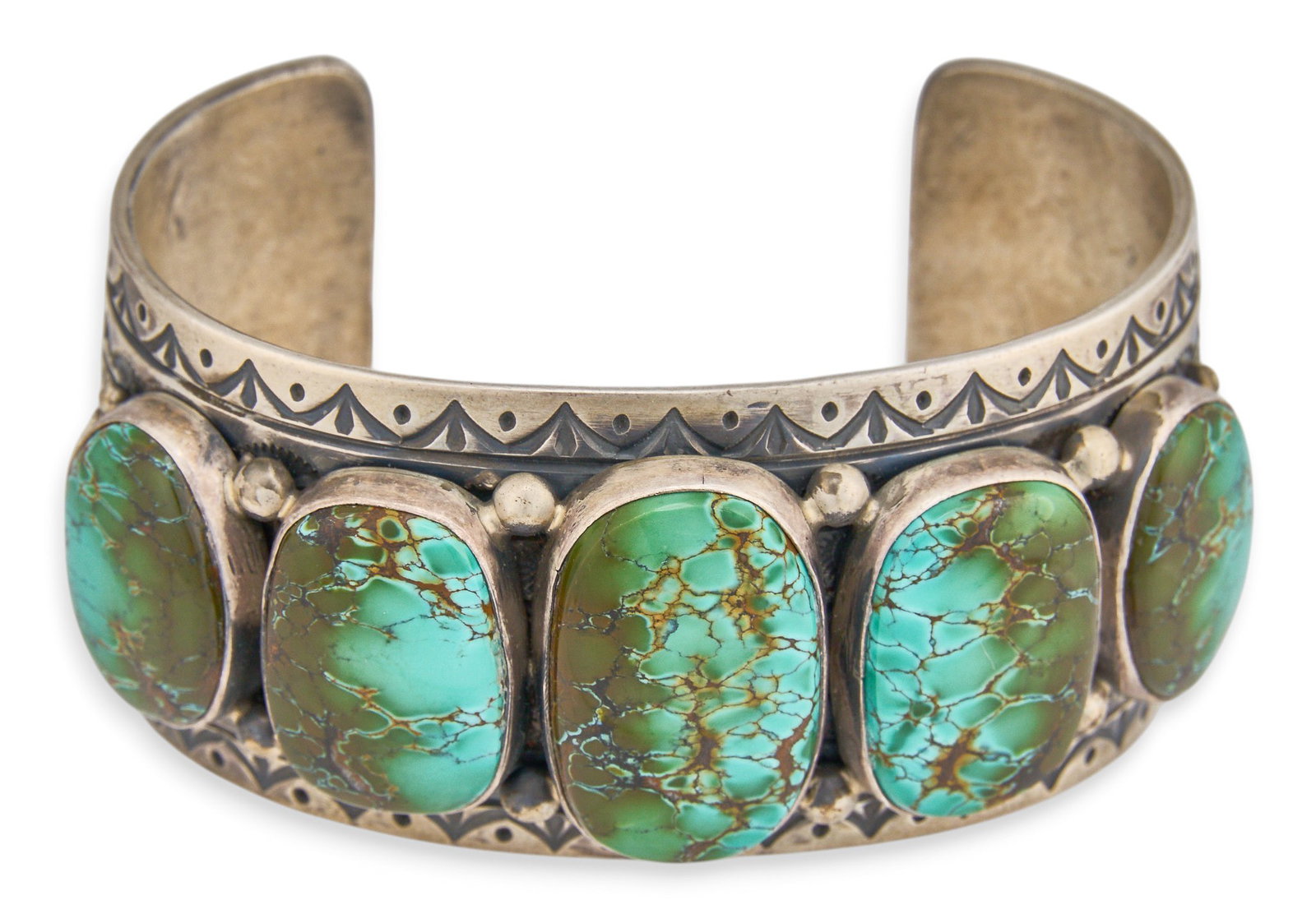 June Delgarito, Navajo Sterling & Turquoise Cuff (1 of 6)