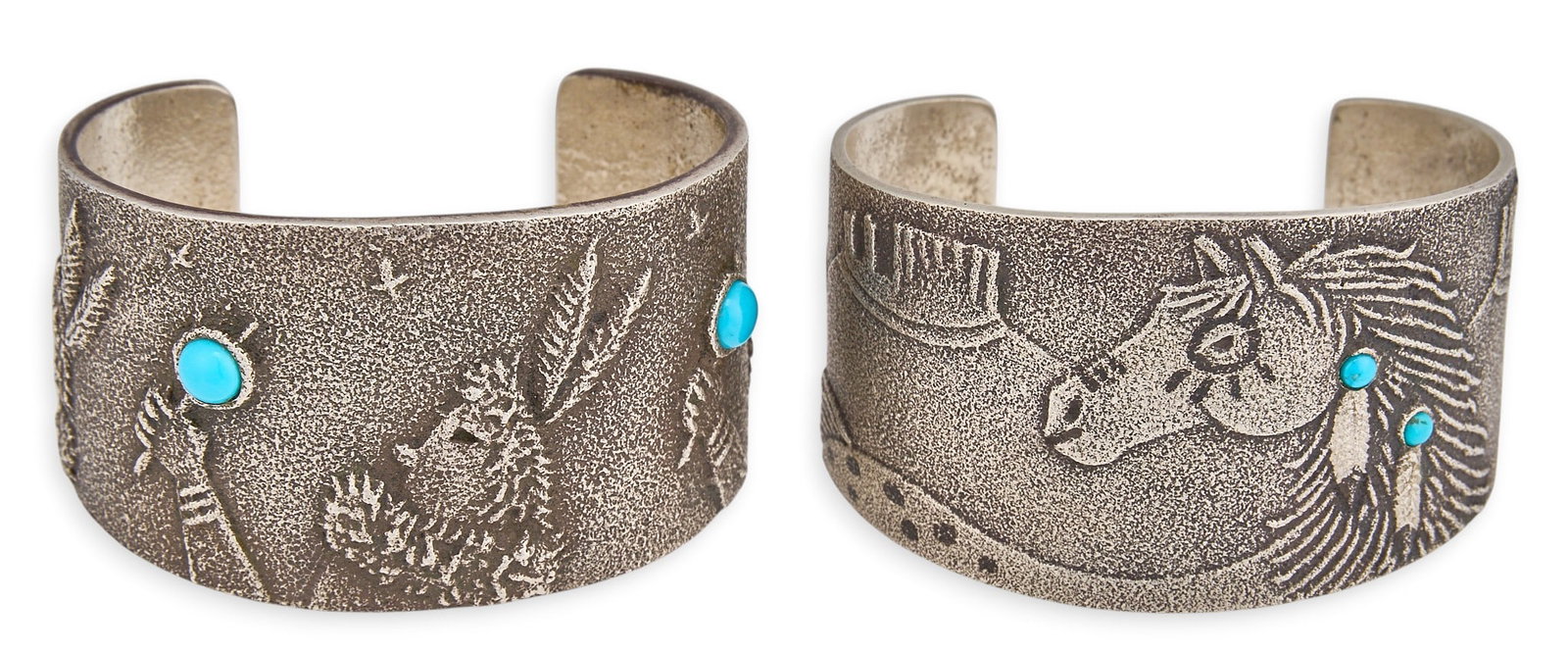 (2) Tufa Sterling & Turquoise Cuffs (1 of 6)