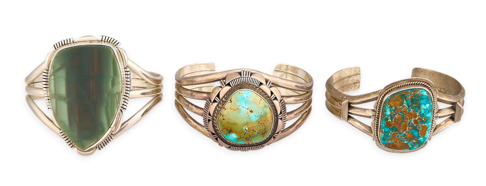 (3) Southwestern Sterling & Hardstone Cuffs (1 of 6)