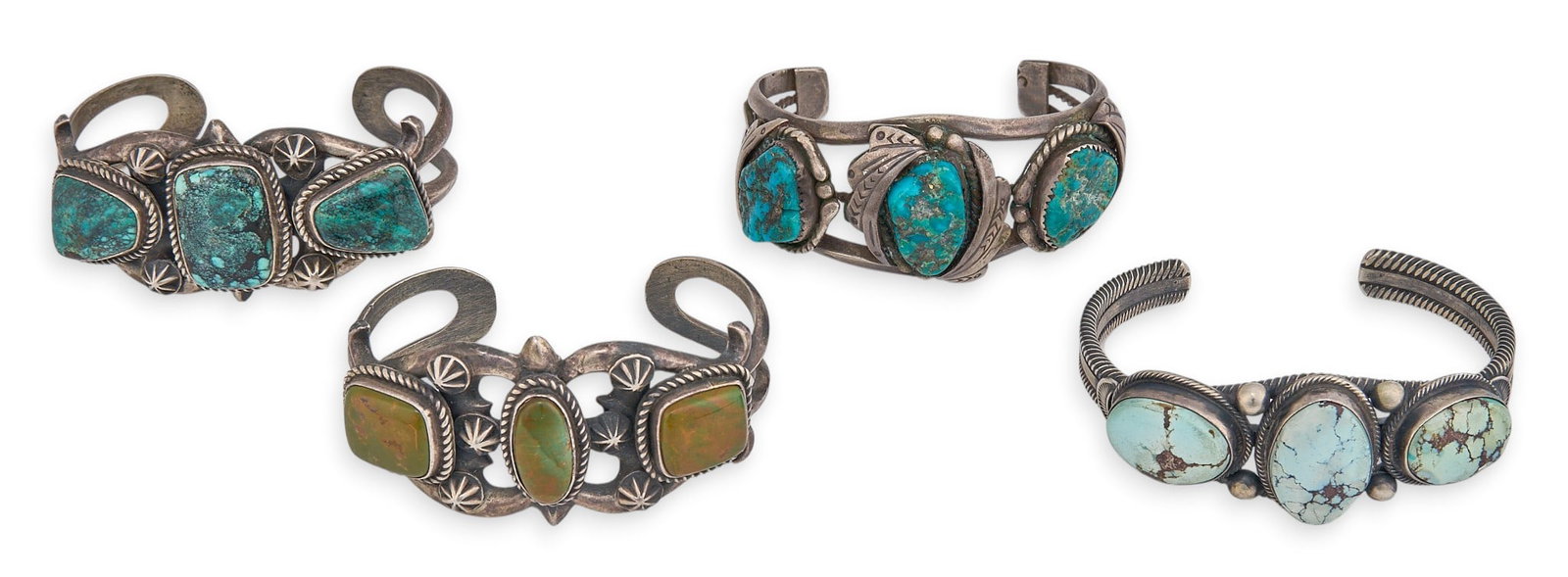 (4) Native American Sterling & Turquoise Cuffs (1 of 8)