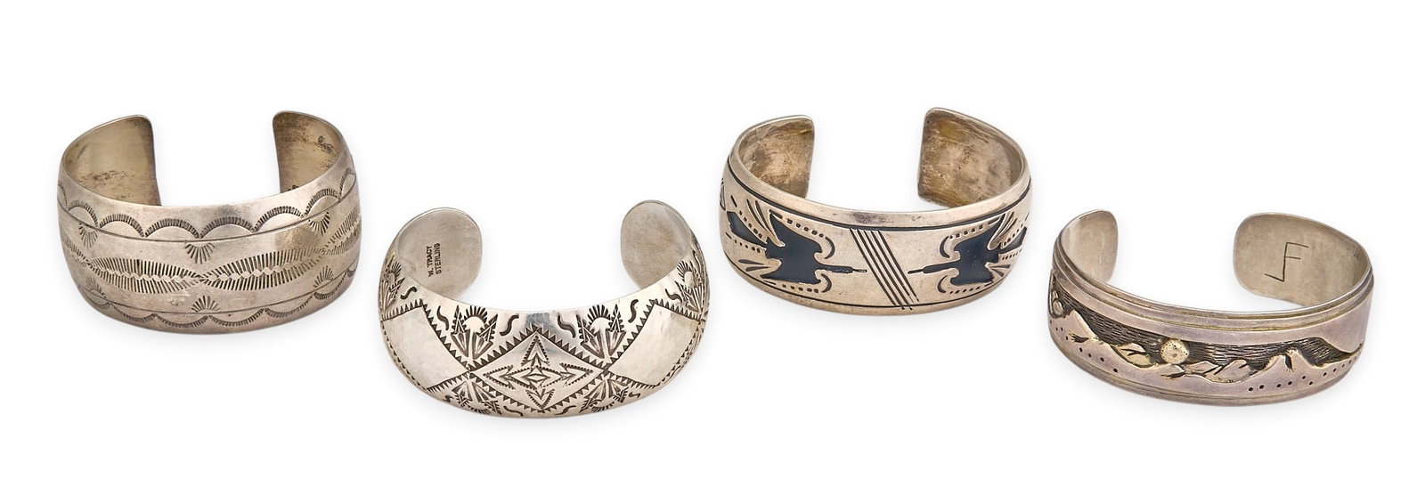 (4) Sterling Silver Etched Cuffs (1 of 5)