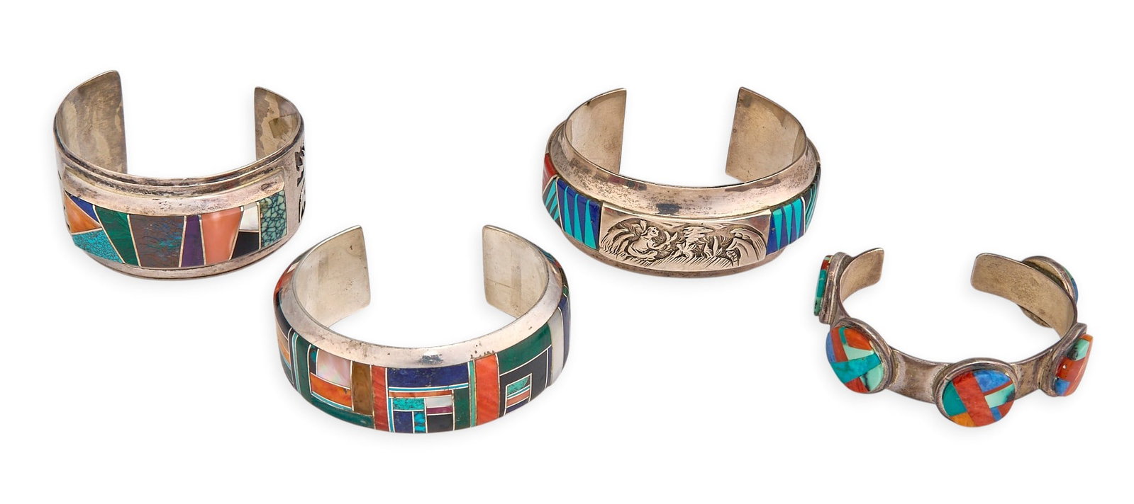 (4) Sterling & Multi-Stone Inlay Cuffs (1 of 7)