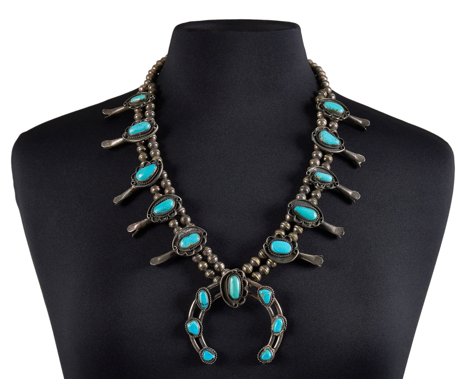 Vintage Navajo .900 Silver & Turquoise Squash Blossom (1 of 4)