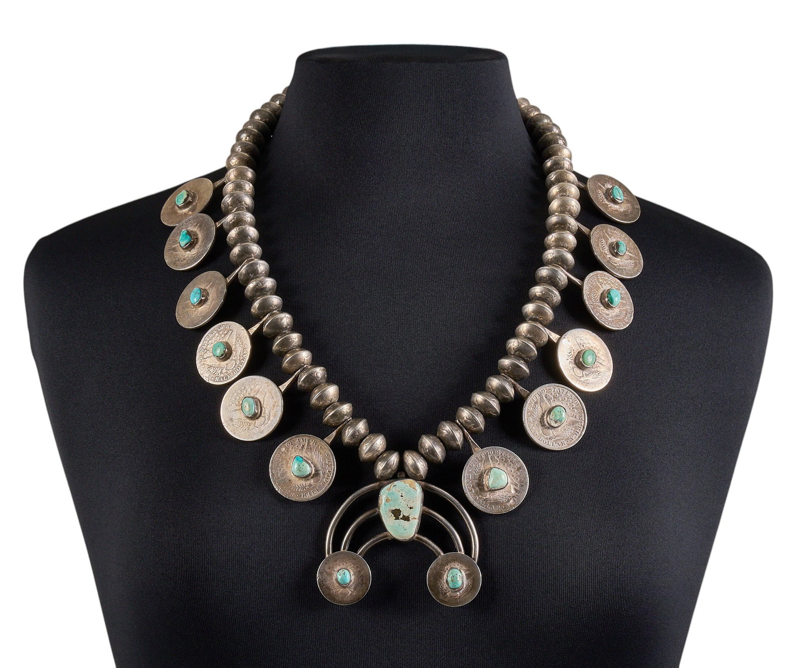 Early Navajo Half Dollar Turquoise Necklace (1 of 4)