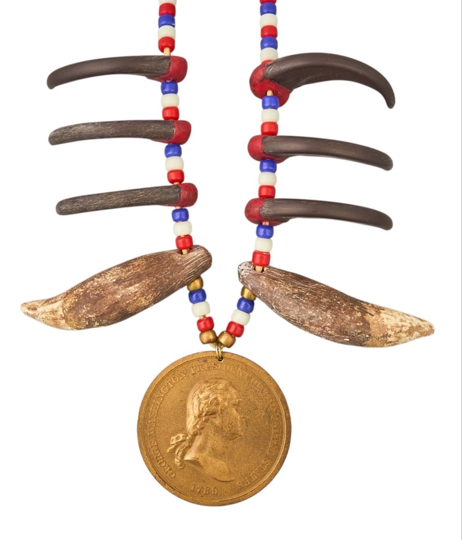 Plains Indian Beaded Badger and Bear Claw Necklace (1 of 5)