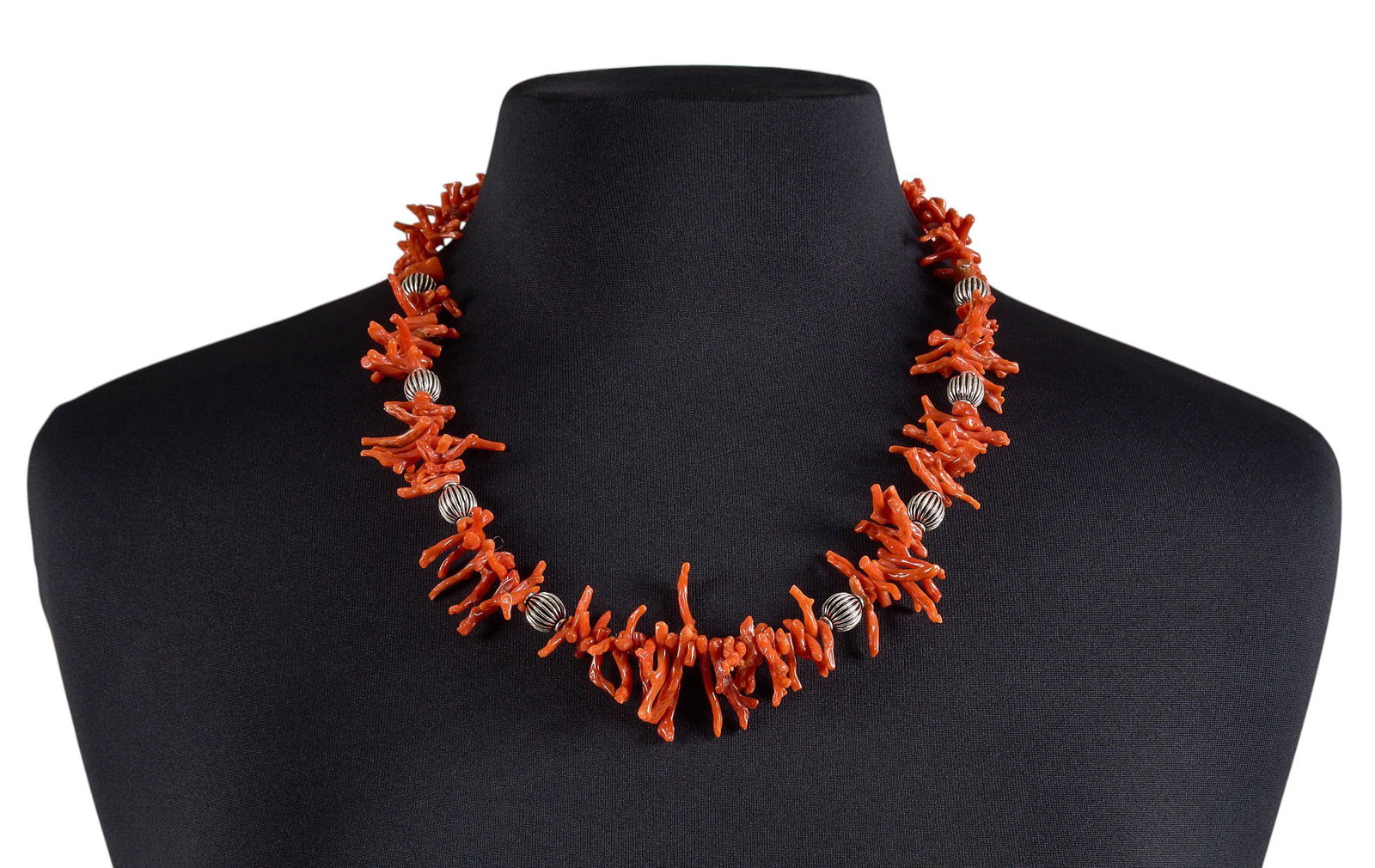 Coral & Sterling Beaded Necklace (1 of 3)