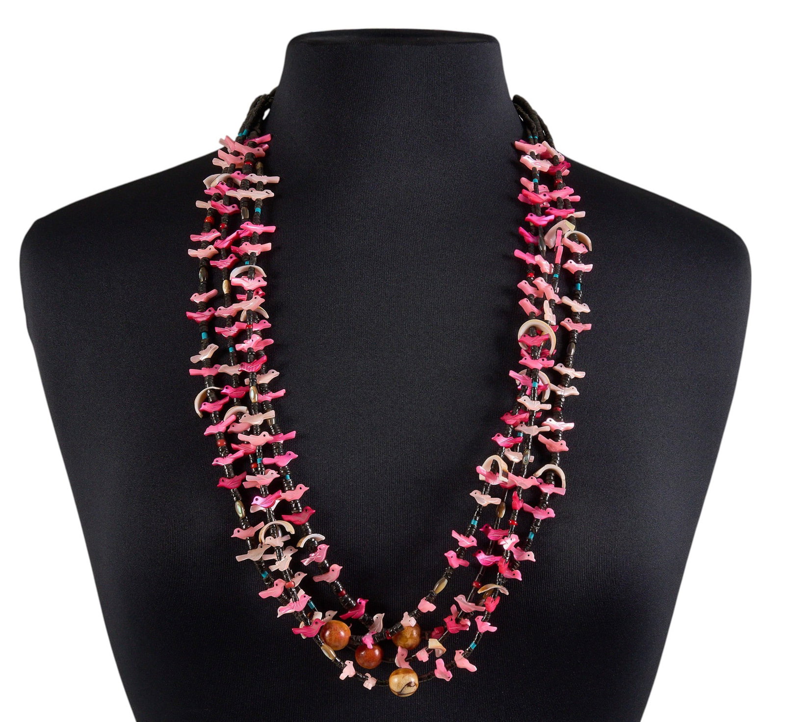Vintage Zuni Multi-Strand Beaded Bird Fetish Necklace (1 of 3)
