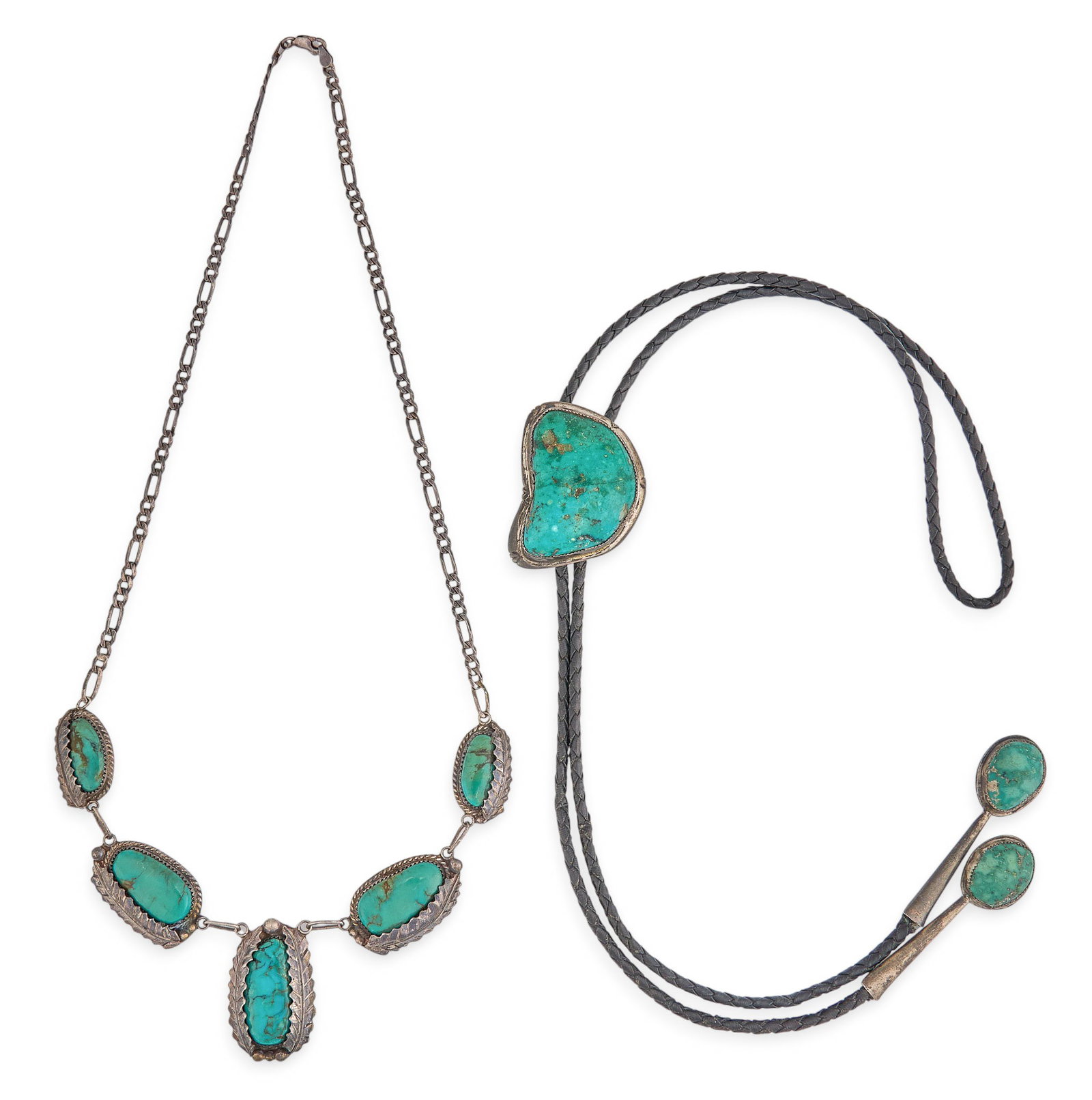 Navajo Green Turquoise Necklace & Bolo (1 of 6)