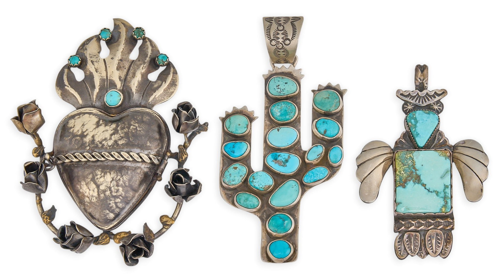 (3) Silver & Turquoise Pendants (1 of 5)