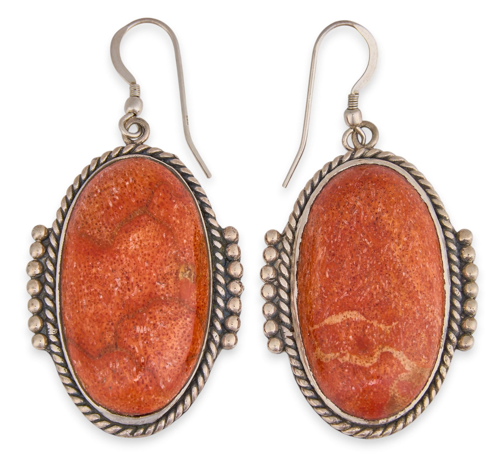 Pair of Sterling & Coral Earrings (1 of 3)