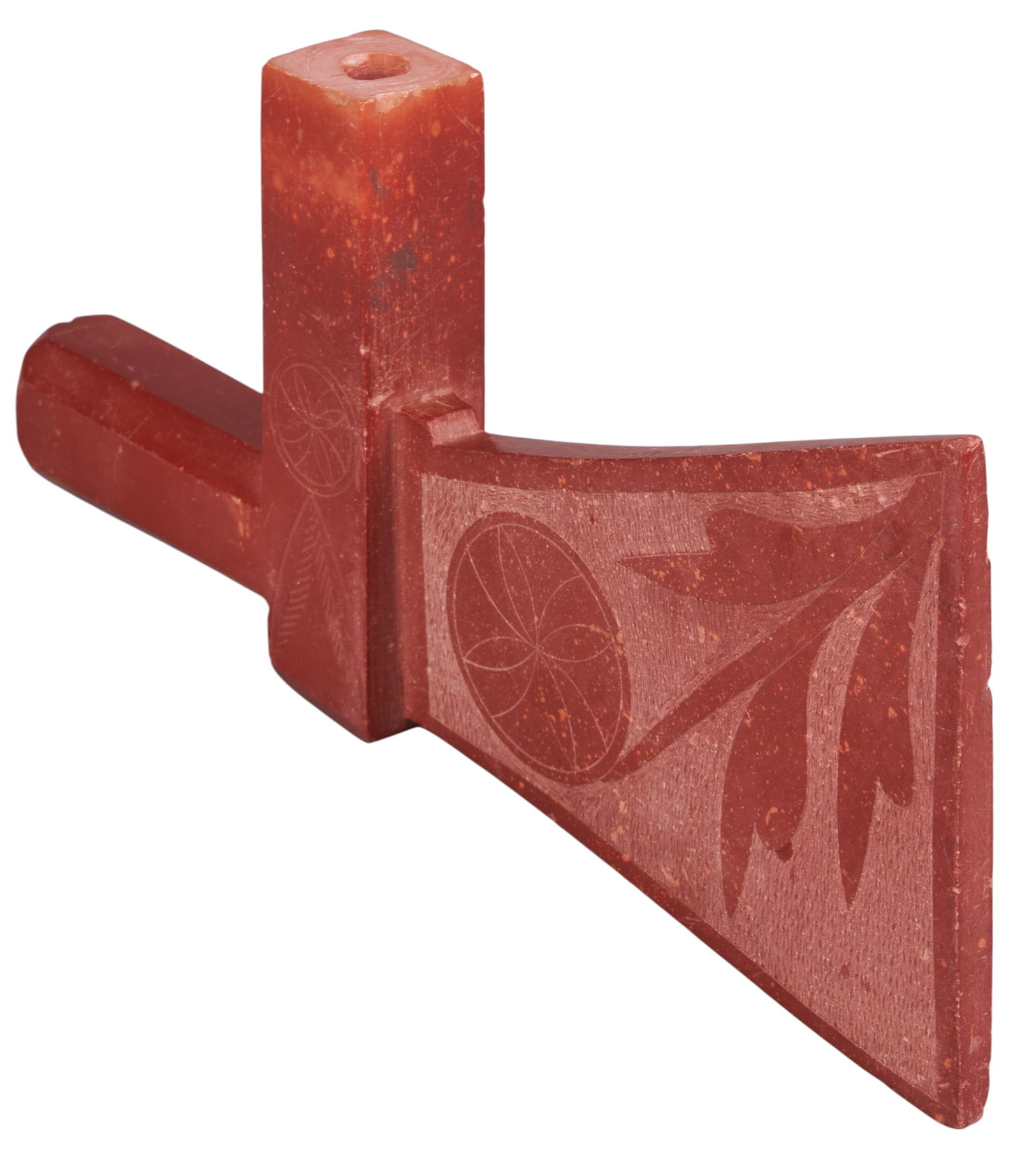 Handcarved Catlinite Tomahawk Shaped Ceremonial Pipe (1 of 5)