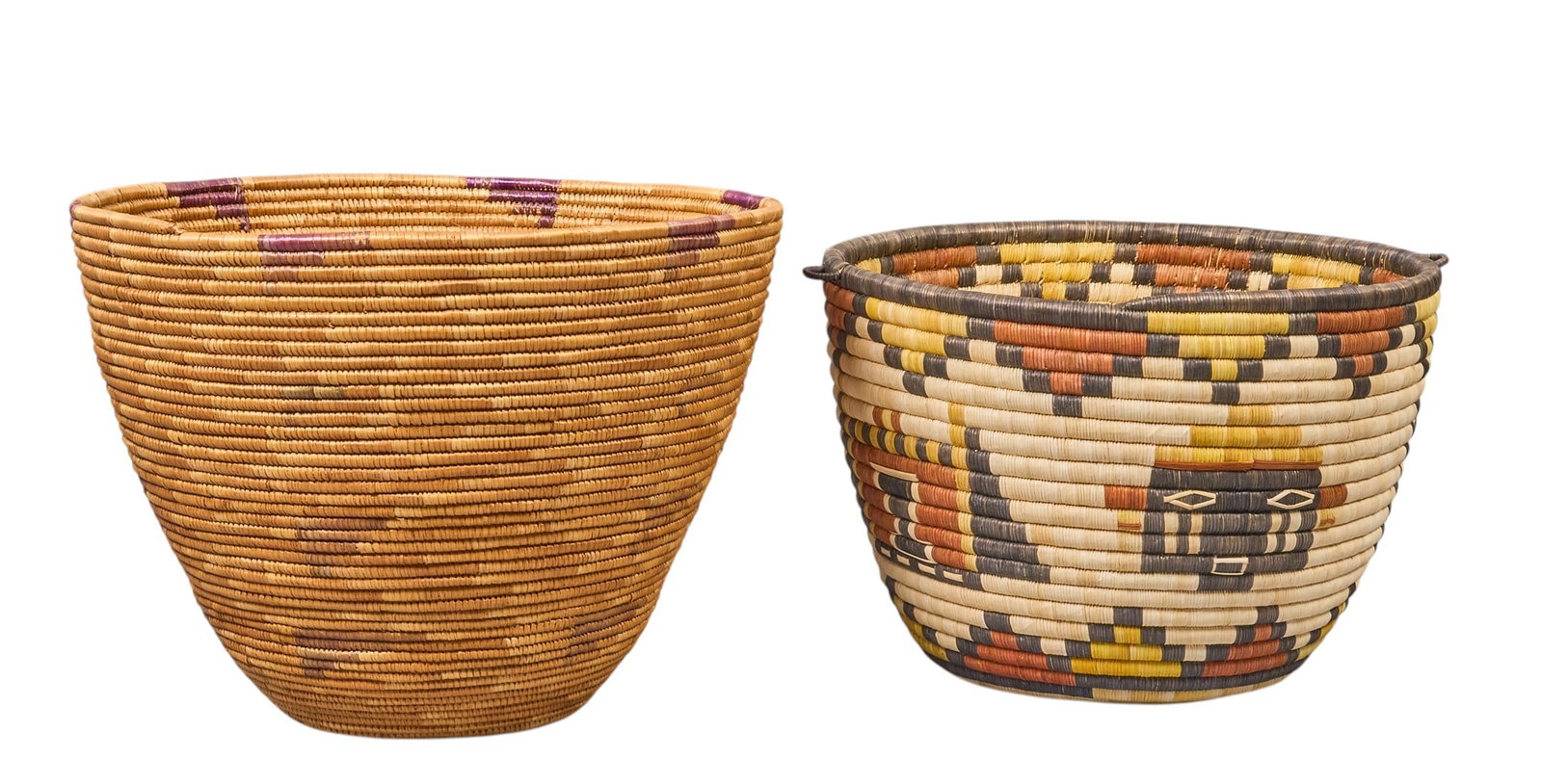 Collection of (2) Large Handwoven Native American Baskets (1 of 5)