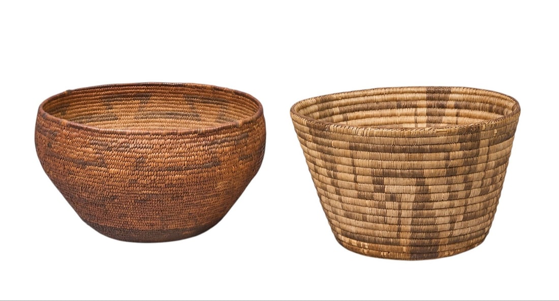 Collection of (2) Large Handwoven Native American Vessels (1 of 2)