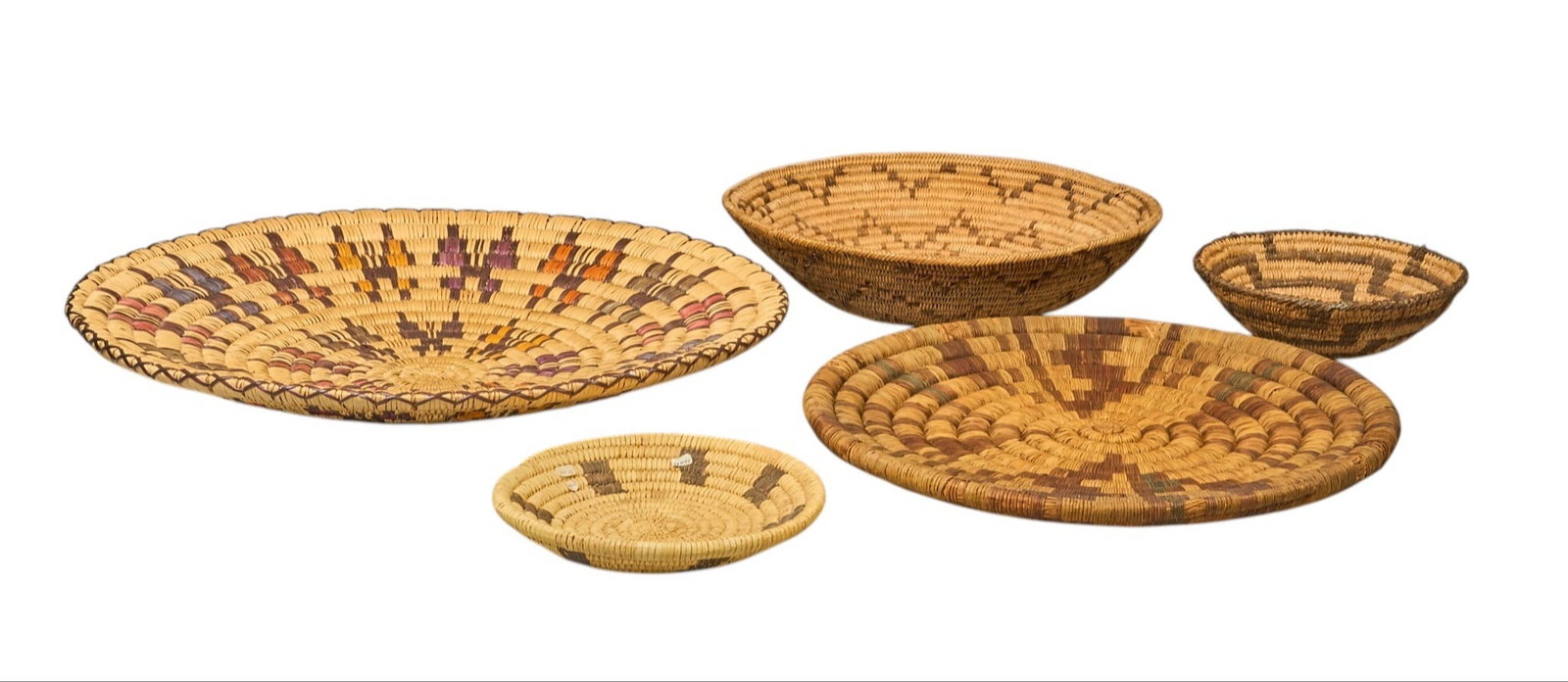 Collection of (5) Handwoven Native American Baskets (1 of 4)