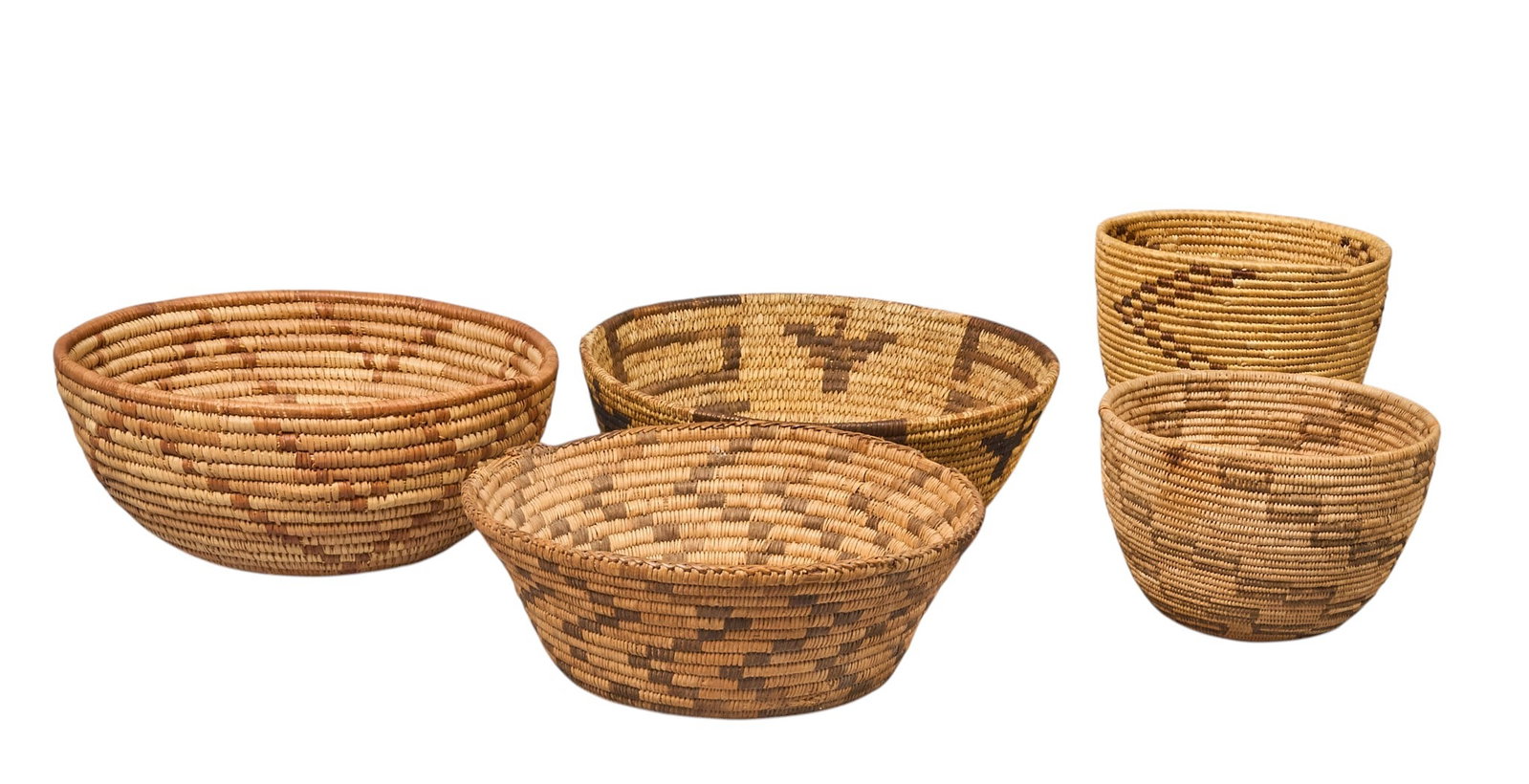 Collection of (5) Handwoven Native American Baskets (1 of 4)