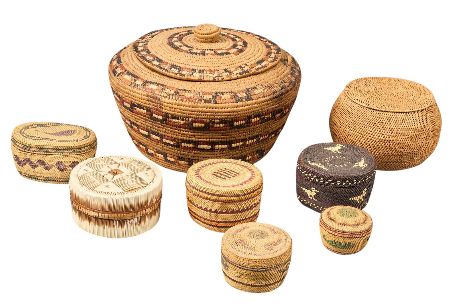 (8) Lidded Native American Baskets (1 of 5)