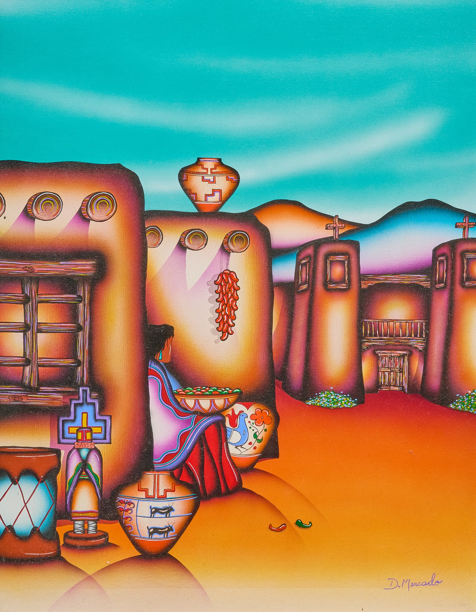 David Mercado, Southwestern Pueblo Scene (1 of 4)