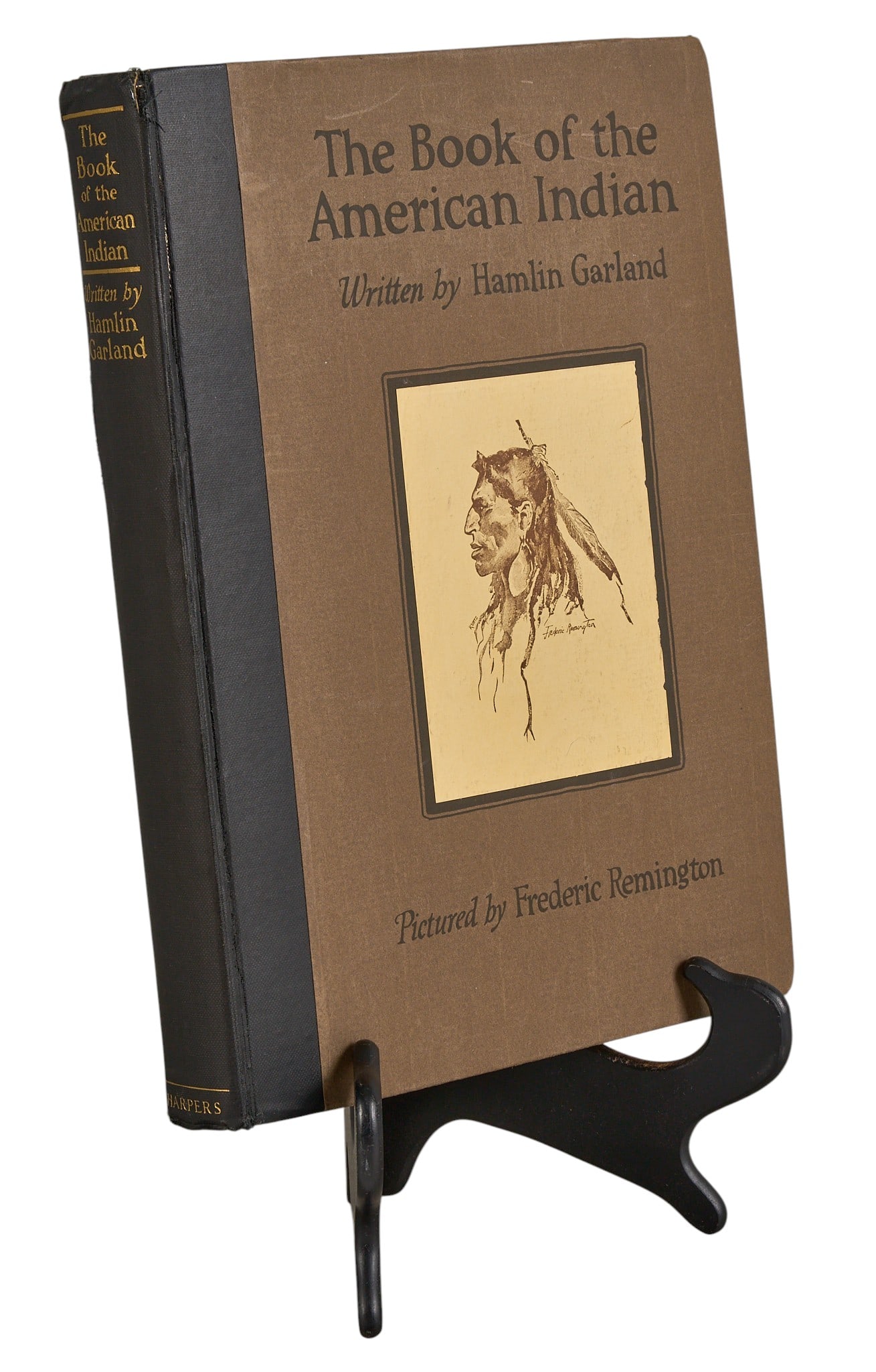 The Book of the American Indian 1923, Hamlin Garland: First edition copy of 1923 "The Book of the American Indian", by Hamlin Garland and illustrated by Frederic Remington, published by Harper & Brothers (New York), 274 pages, hardcover