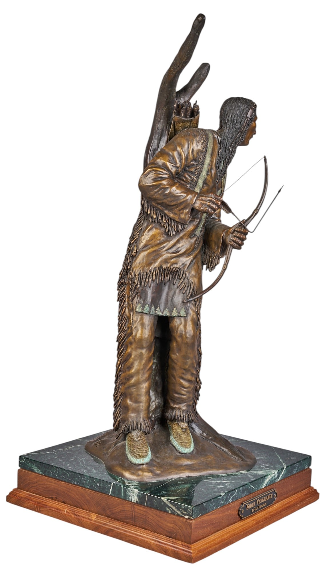 H. Clay Dahlberg, "Sioux Vengeance": H. Clay Dahlberg (Texas, b. 1946), "Sioux Vengeance", artist-cast bronze sculpture on wooden base, with incised signature, edition number 3/35, and date, 1991 height 28.5 in. x width