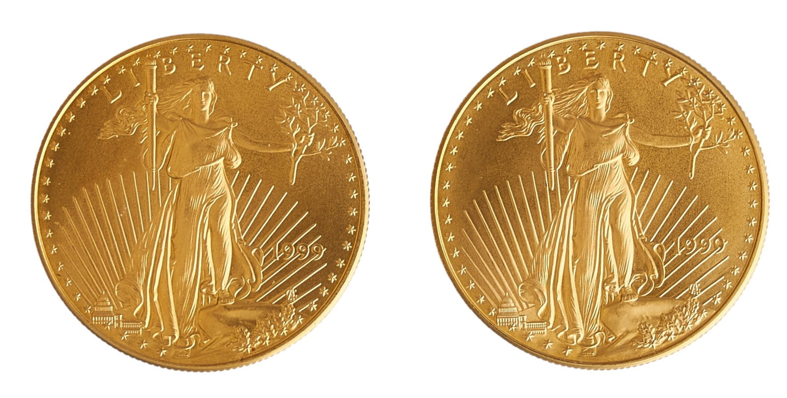 (2) 1999-W $50 Family of Eagles Gold Coins: Two 1999-W Family of Eagles gold coins Provenance: Property from the Estate of Joy Speck Wilson (1942-2026) from her Menard, Texas ranch home