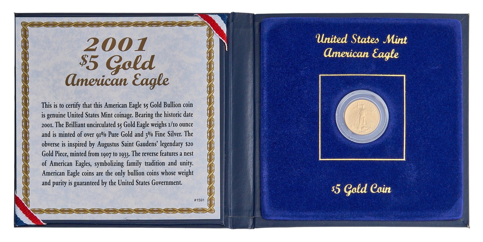 2011 Uncirculated $5 Gold Eagle Coin with Box (1 of 2)