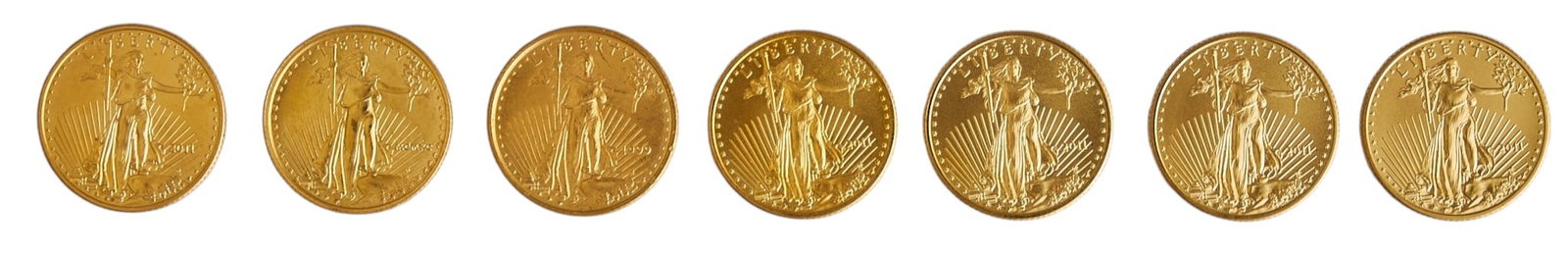 (7) $5 American Gold Eagle Coins: Seven $5 American Gold Eagle coins, to include two 1999 American Gold Eagle coins, and five 2011 American Gold Eagle coins Provenance: Property from the Estate of Joy Speck Wilson (1942-2026) from her