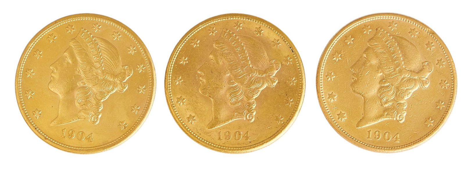 (3) Liberty Head Double Eagle Gold Coins (1 of 2)
