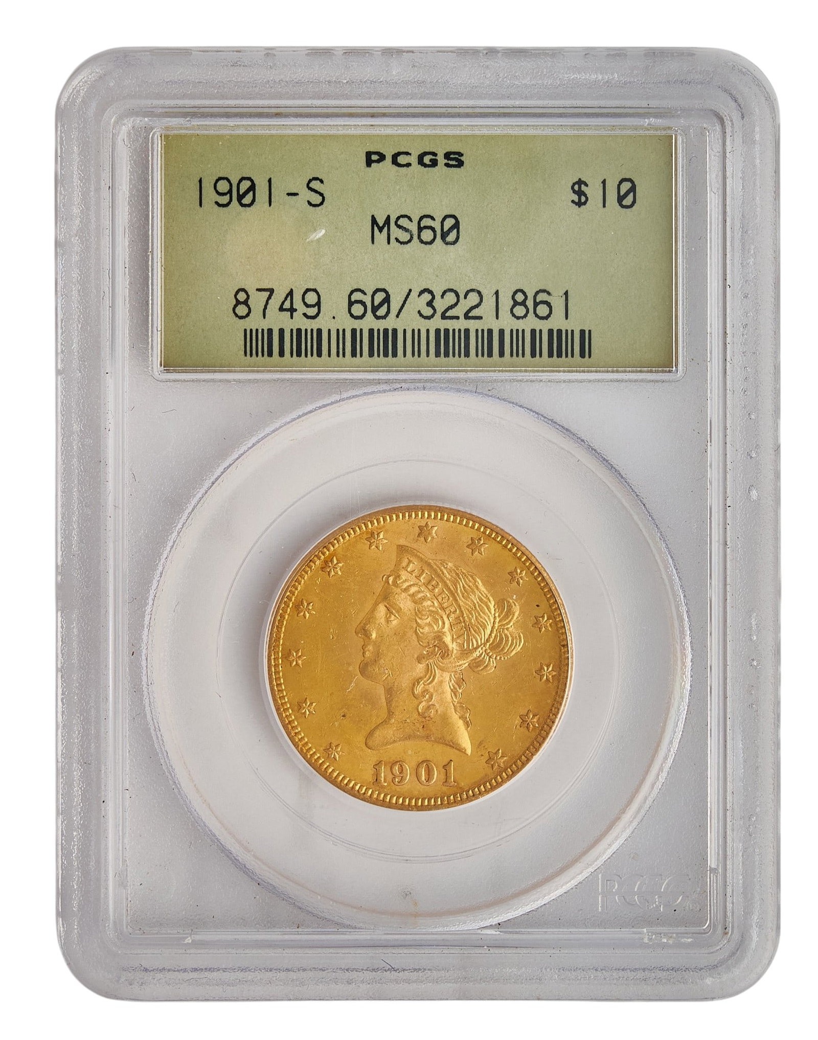 MS60 1901-S $10 Liberty Gold Eagle Coin (1 of 2)