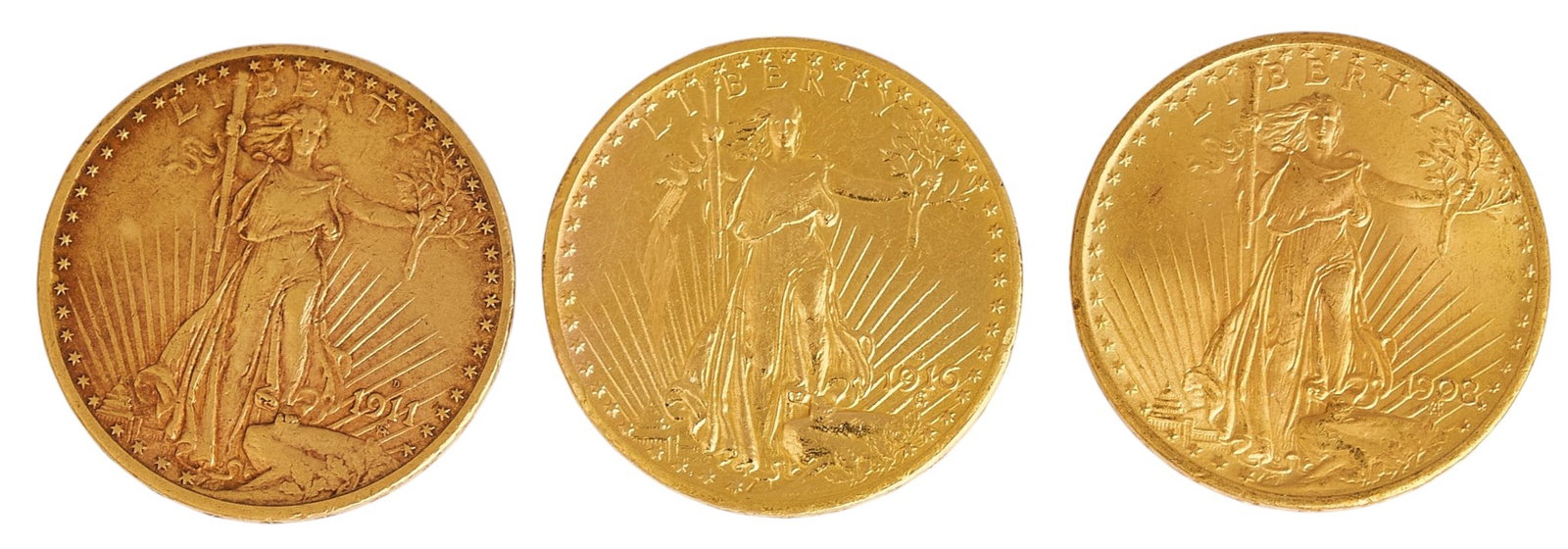 (3) Saint-Gaudens Double Eagle Gold Coins (1 of 2)
