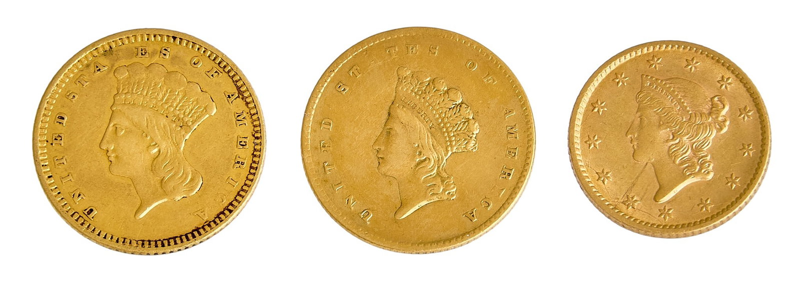 (3) Gold Dollars (1 of 2)