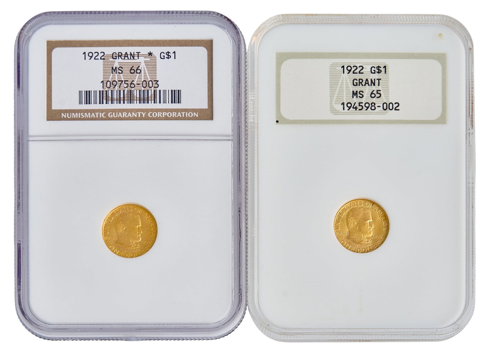 (2) 1922 Grant Memorial Gold Dollars (1 of 2)