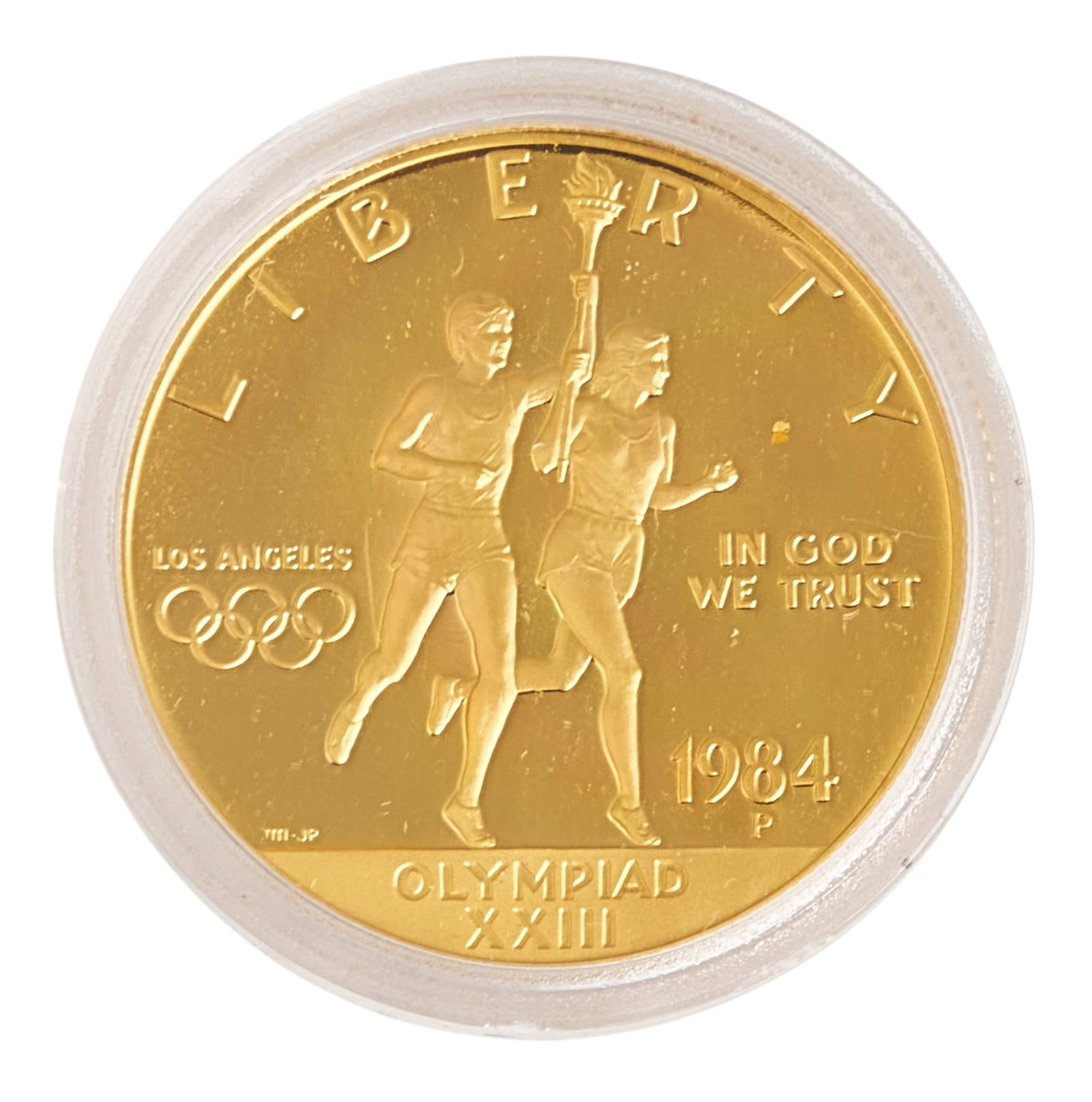 1984 $10 Los Angeles Olympiad Gold Coin: 1984 $10 Los Angeles Olympiad gold coin, slabbed Provenance: Property from the Estate of Joy Speck Wilson (1942-2026) from her Menard, Texas ranch home