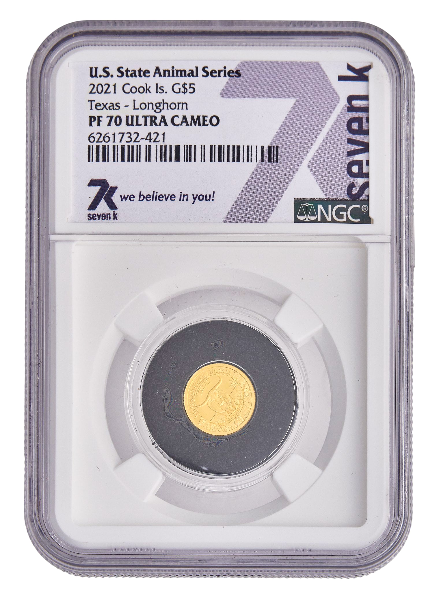 2021 PF 70 Ultra Cameo $5 Texas Longhorn Gold Coin (1 of 2)