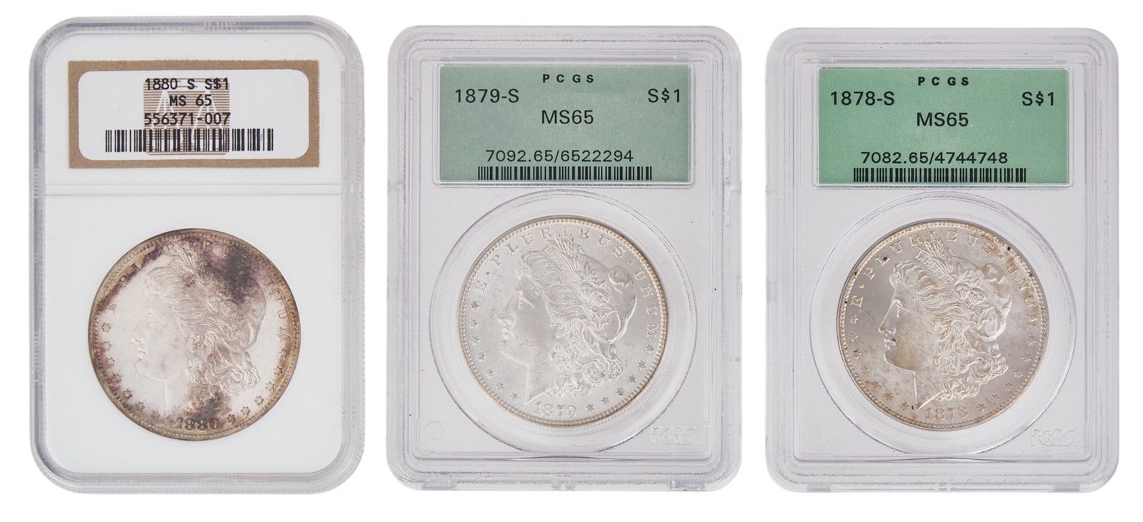 (3) Slabbed Morgan Silver Dollars (1 of 2)