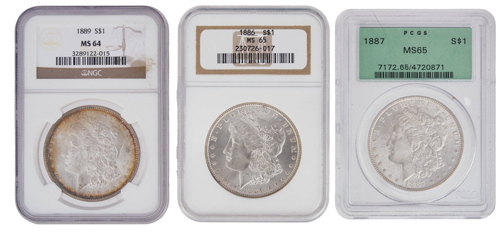 (3) Slabbed Morgan Silver Dollars (1 of 2)