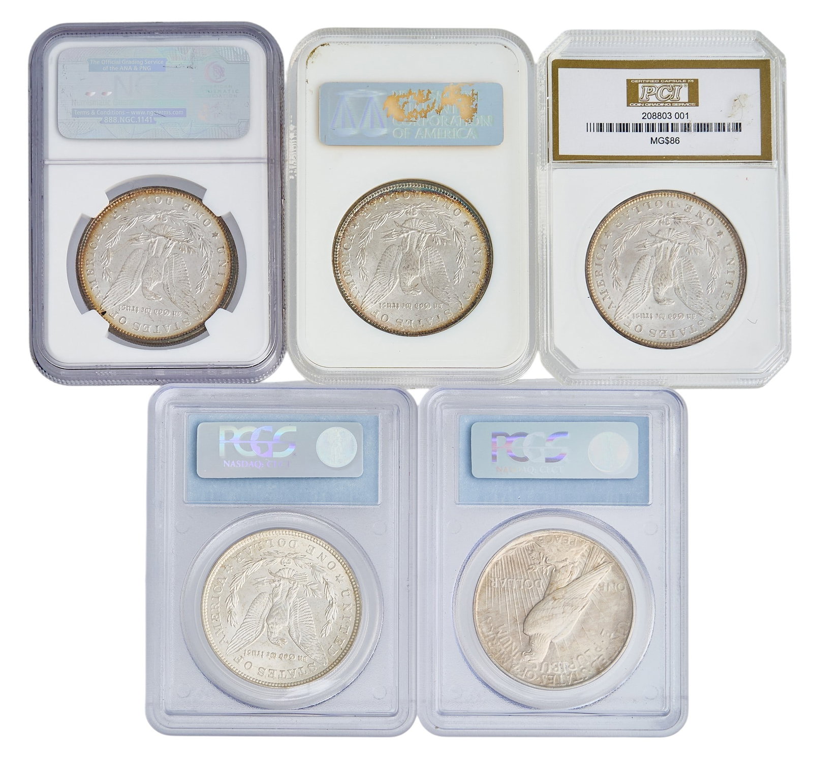 (5) Morgan Silver Dollars - 2