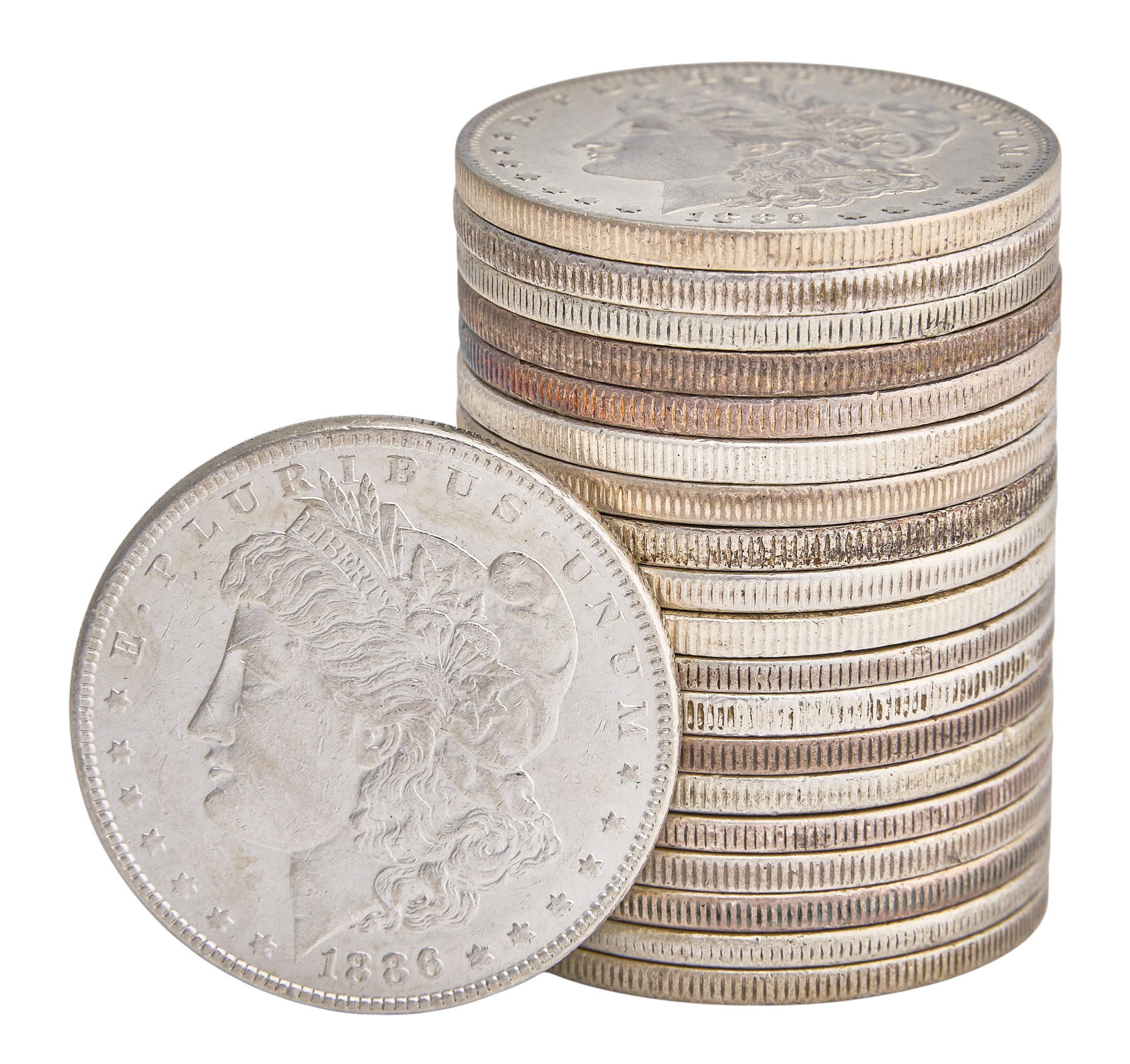 (20) Morgan Silver Dollars: Twenty assorted Morgan Silver Dollars Provenance: Property from the collection of an industrial chemicals entrepreneur, from his Ala