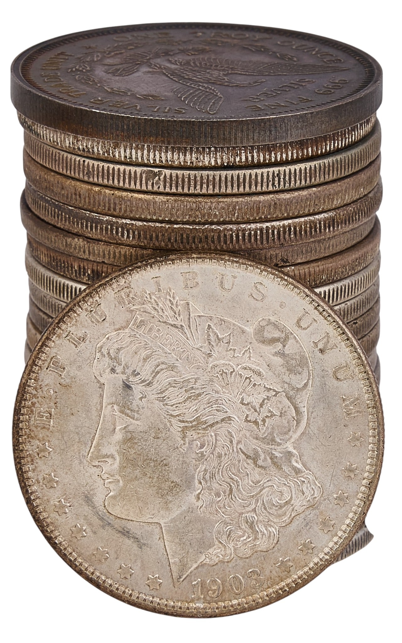 (20) Morgan Silver Dollars: Twenty assorted Morgan Silver Dollars Provenance: Property from the Estate of Joy Speck Wilson (1942-2026) from her Menard, Texas ranch home