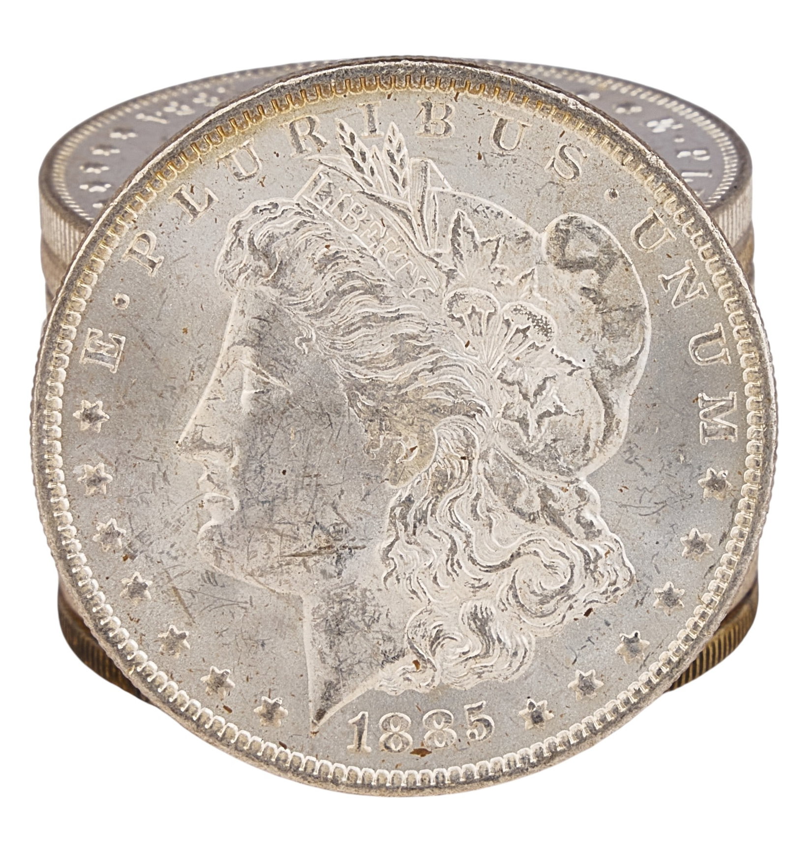 (10) Morgan Silver Dollars: Ten assorted Morgan silver dollars Provenance: Property from the Estate of Joy Speck Wilson (1942-2026) from her Menard, Texas ranch home