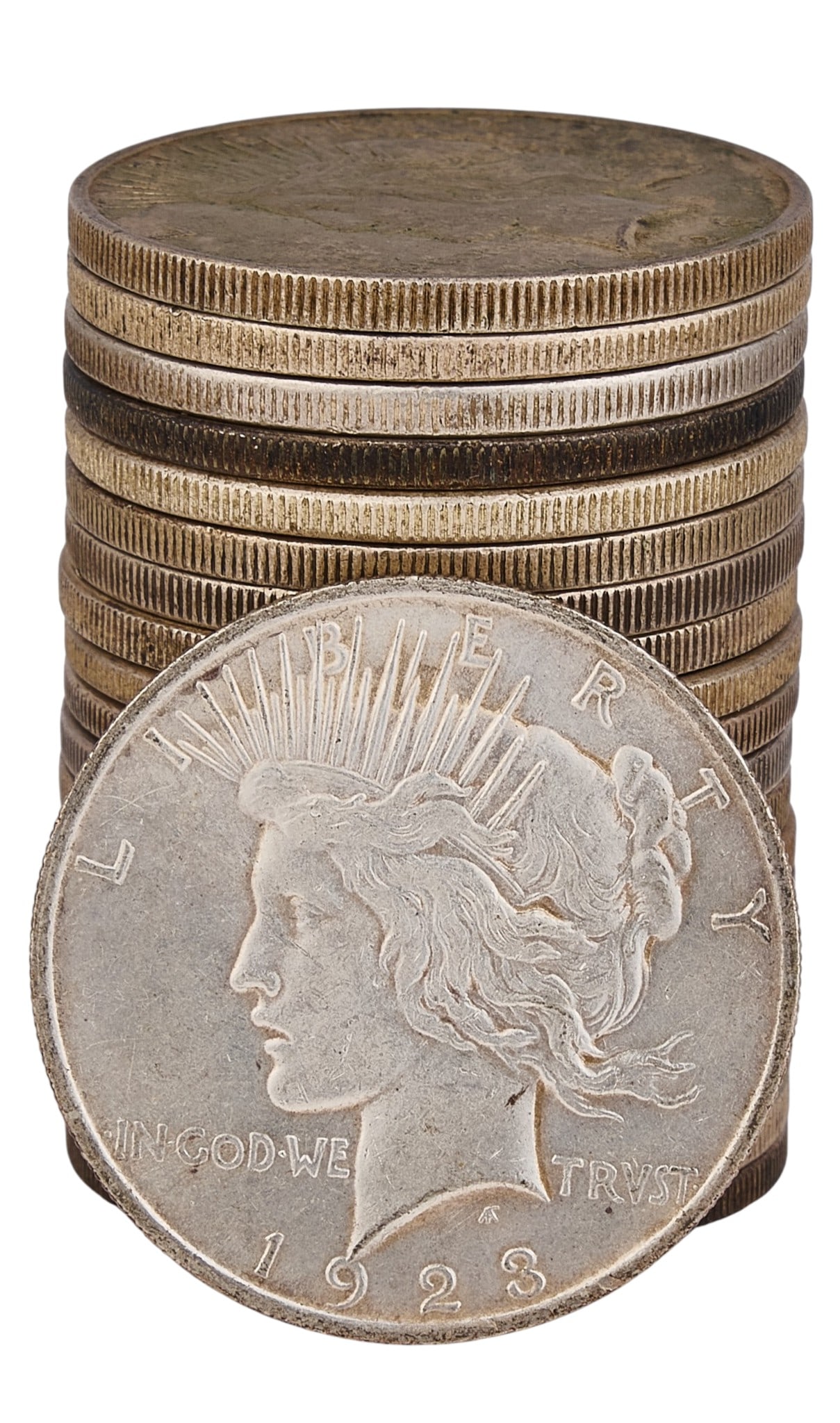 (20) Silver Peace Dollars: Twenty assorted silver Peace Dollars Provenance: Property from the Estate of Joy Speck Wilson (1942-2026) from her Menard, Texas ranch home