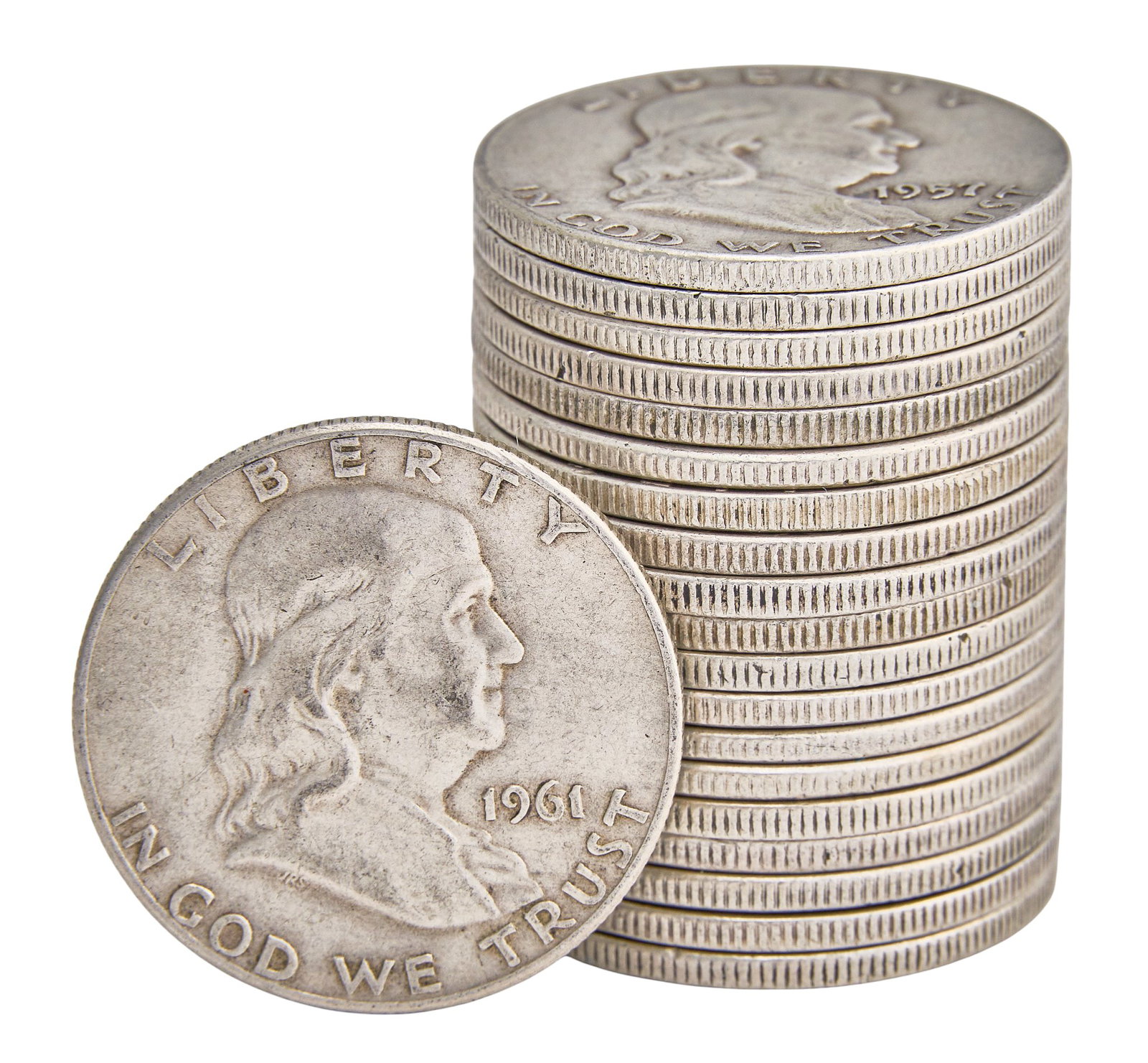 (20) Benjamin Franklin Half Dollars: Twenty assorted Benjamin Franklin Half Dollars Provenance: Property from the collection of an industrial chemicals entrepreneur, from his Alamo Heights, Texas home