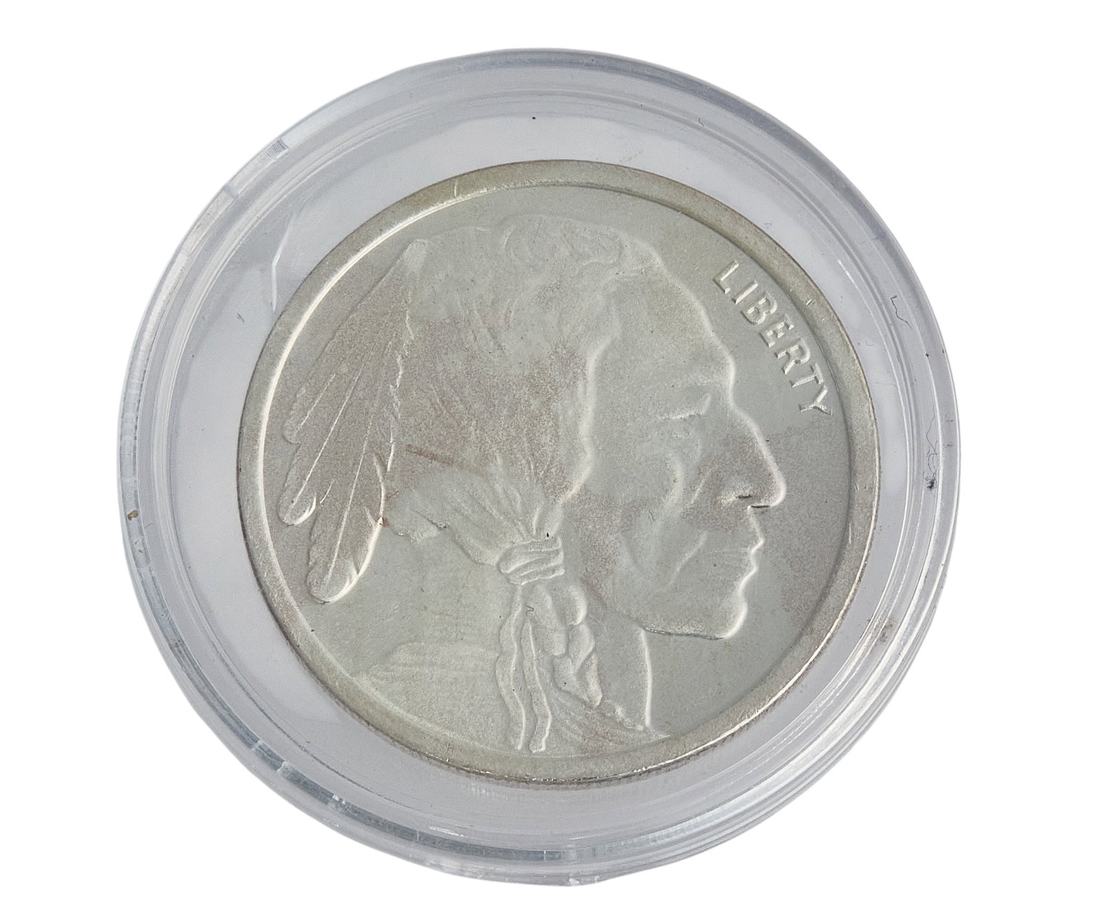 Indian Head Silver Coin: Indian head silver coin, one troy ounce .999 fine silver, slabbed Provenance: Property from a home in San Antonio, Texas