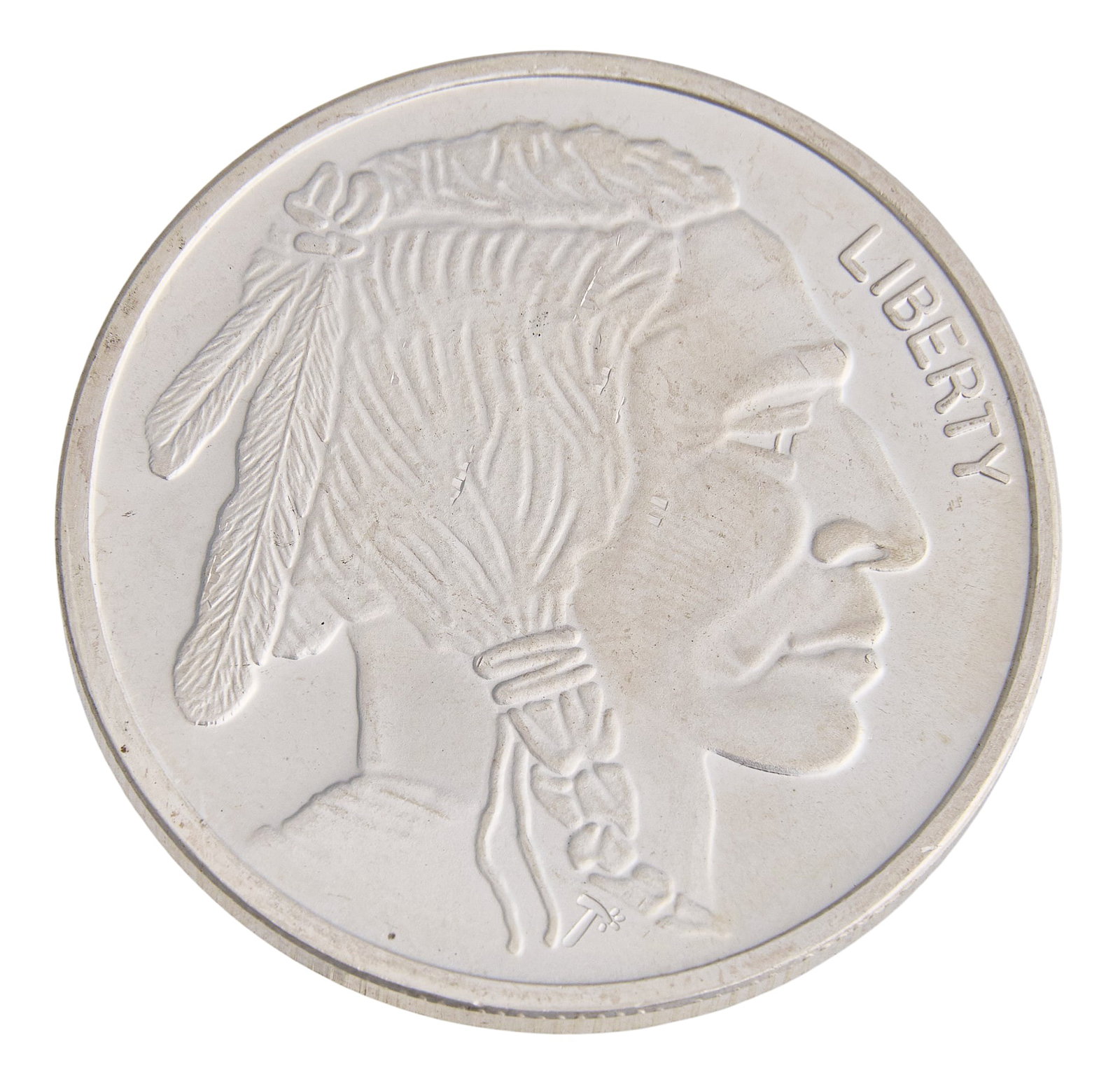 Indian Head Silver Coin: Indian head, one ounce .999 fine silver coin Provenance: Property from a home in San Antonio, Texas