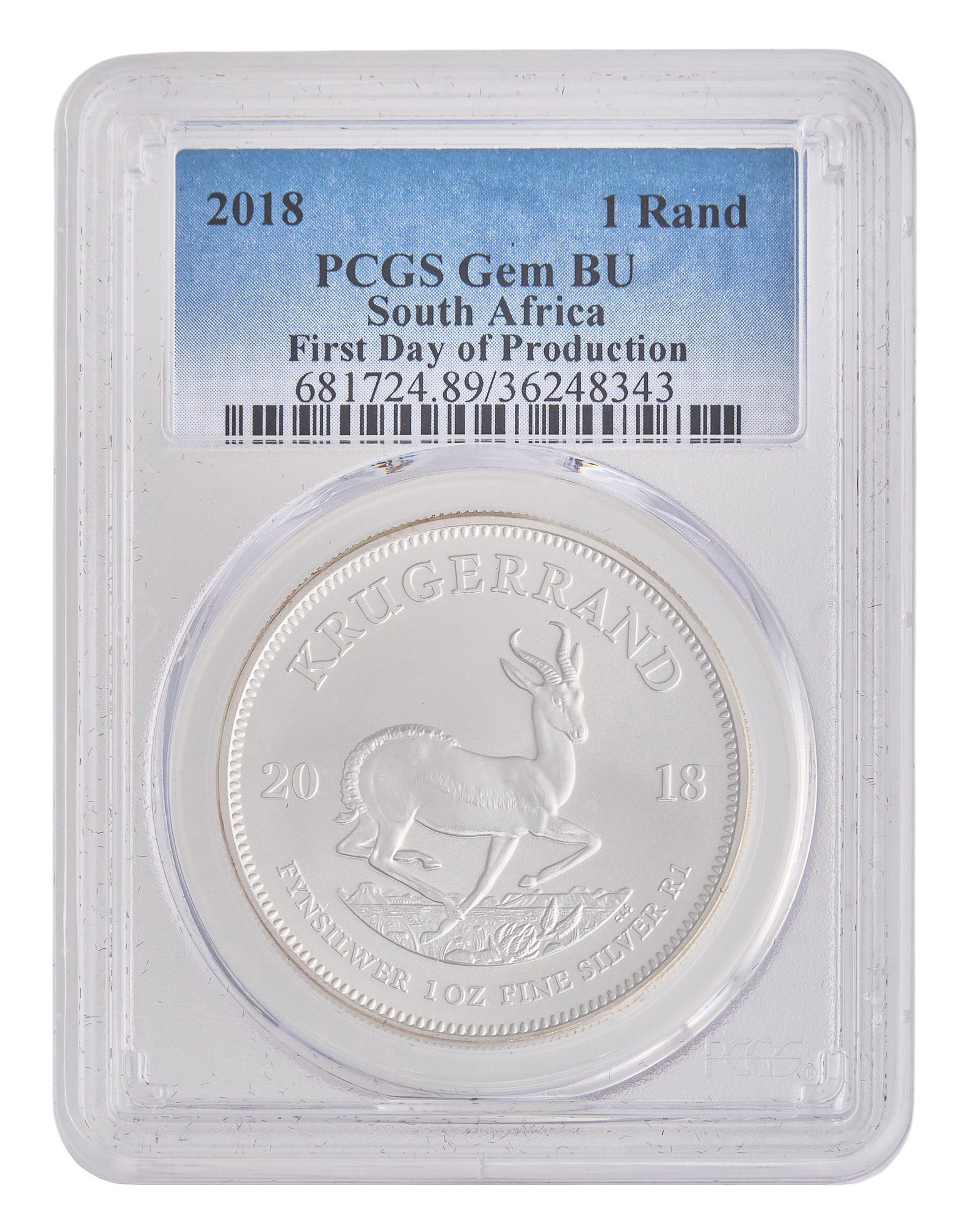 2018 PCGS Gem BU Krugerrand Silver Coin (1 of 2)