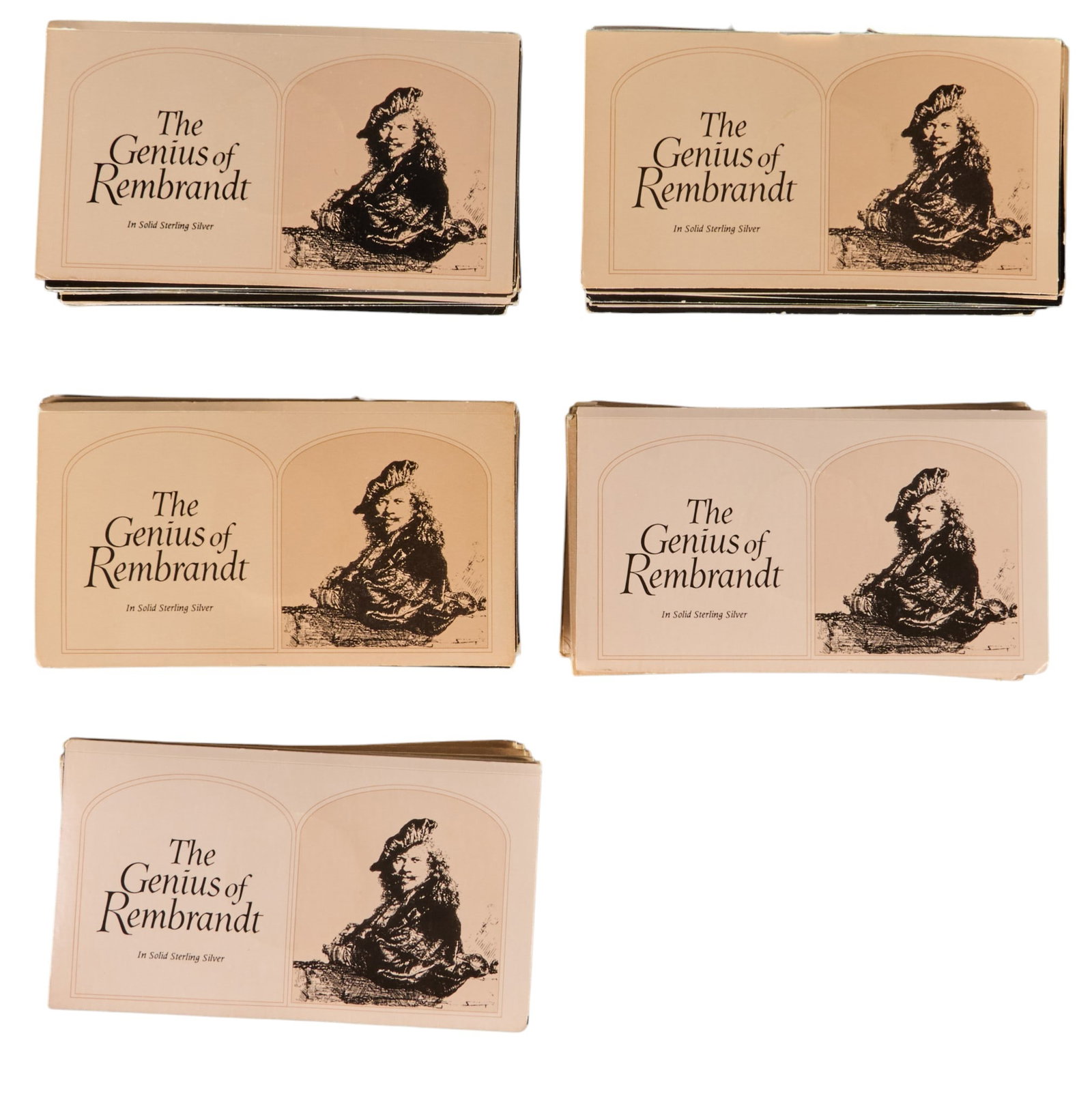 (49) Sterling Silver "The Genius of Rembrandt" Medals: Collection of forty-nine "The Genius of Rembrandt" sterling silver medals, each housed in its original presentation envelope Each coin weighs approximately 2.11 ozt (total weight: 103.39 ozt