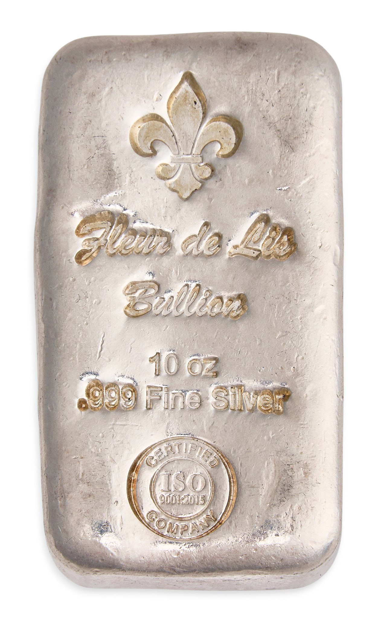 (1) 10 ozt. Fine Silver .999 Bar: One 10 ozt. fine silver .999 bar, produced by Fleur de Lis Provenance: Property from the collection of an industrial chemicals entrepreneur, from his Alamo Heights, Texas home 